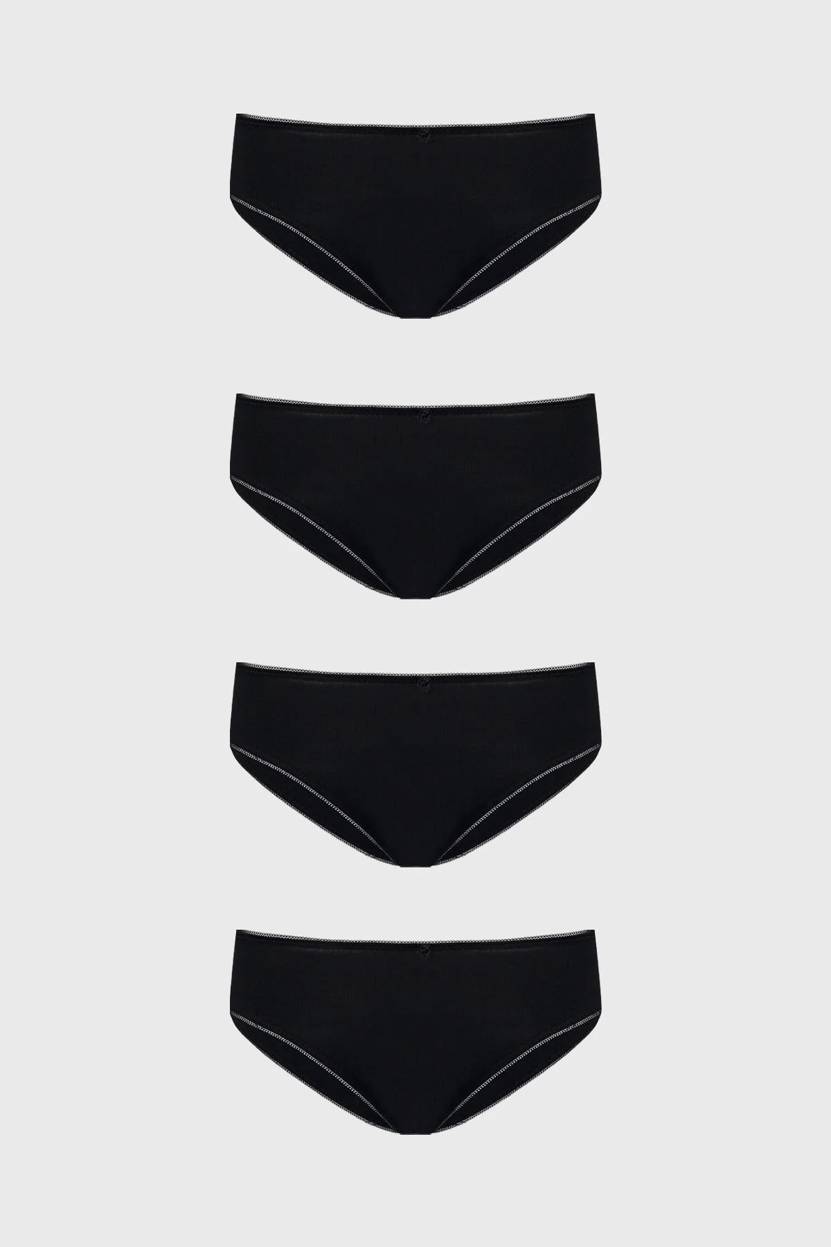 Calzón Mujer Pack4 Bikini Liso Negro
