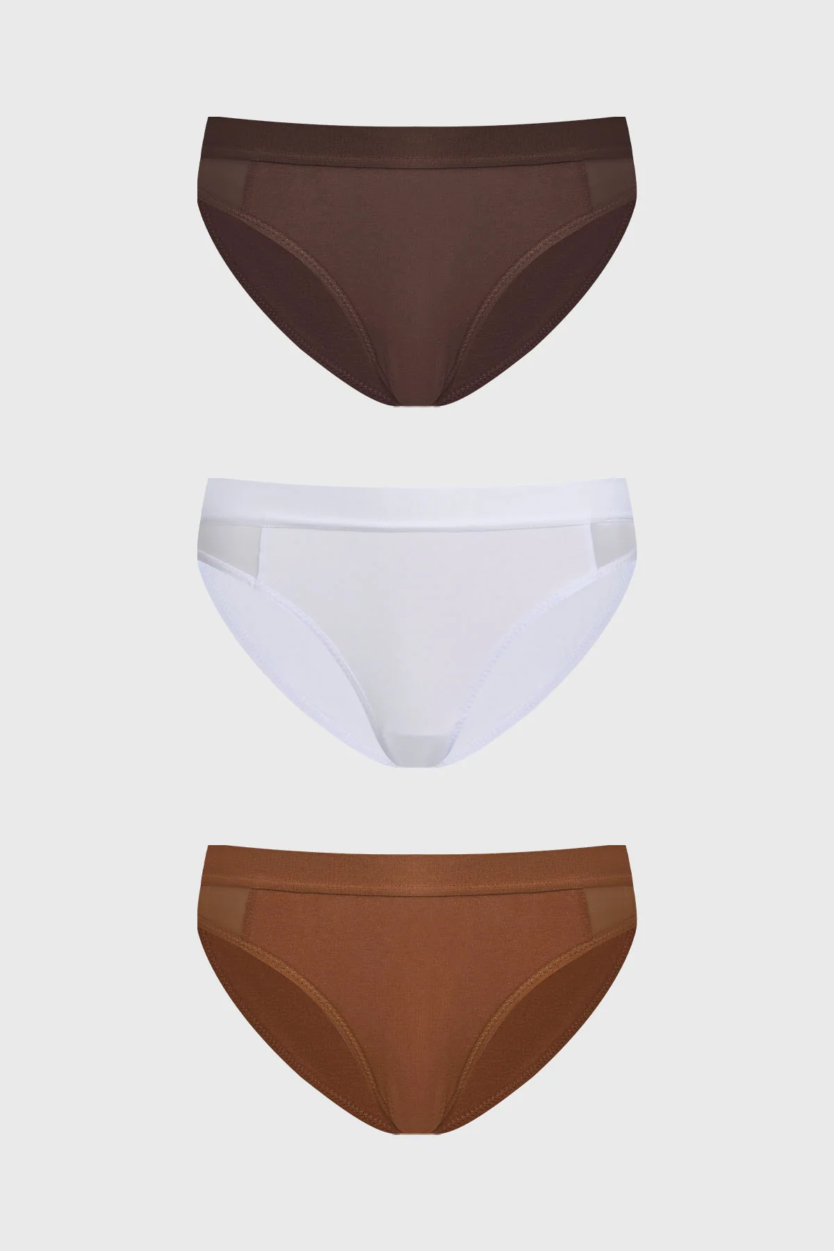 Calzón Mujer Tripack Bikini Café Oscuro