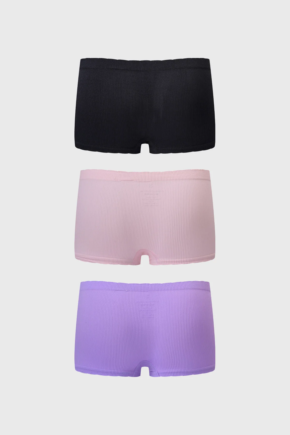 Calzón Mujer Tripack Short Liso Rib Negro - Image 2