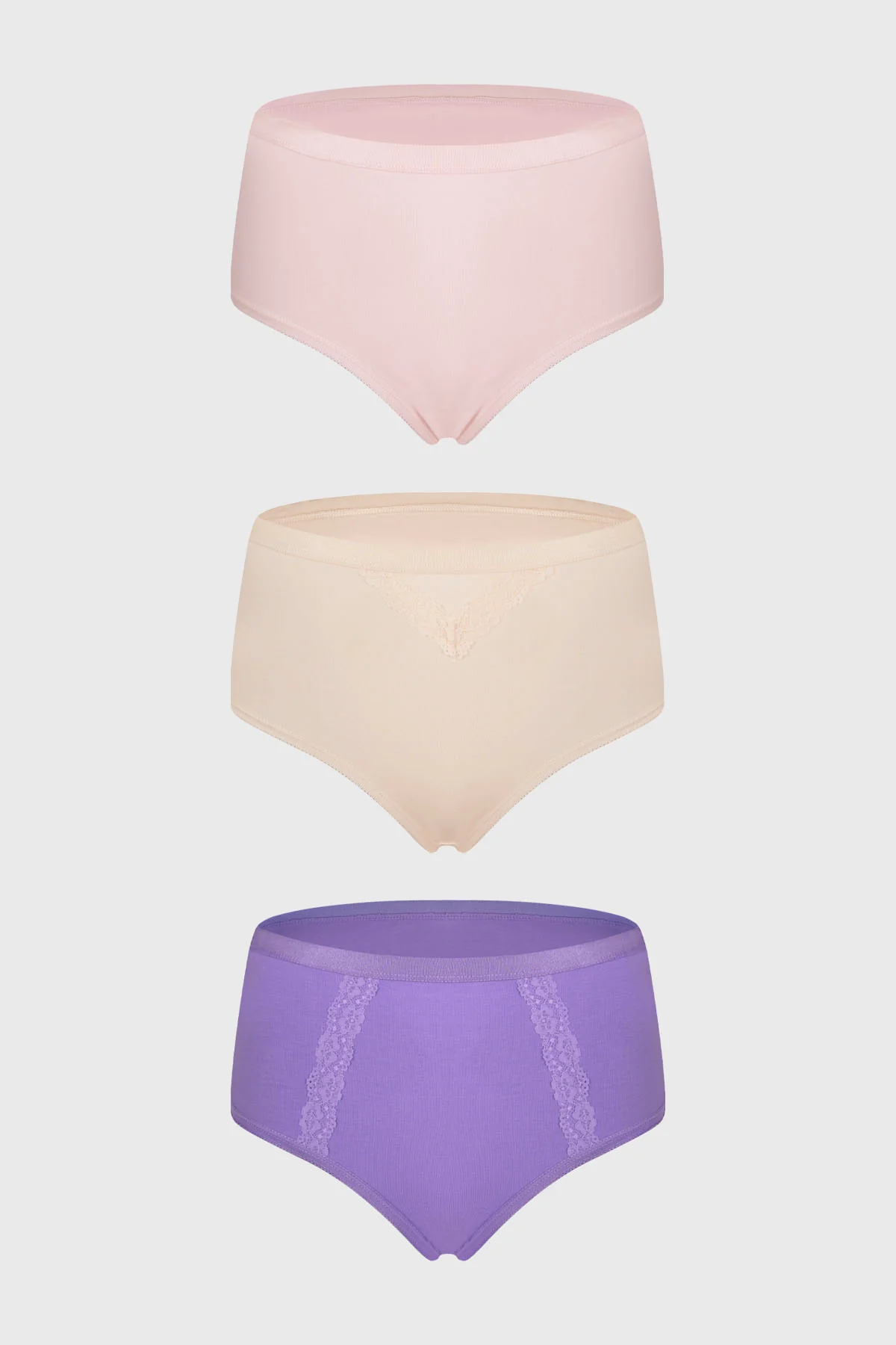 Calzón Mujer Tripack Tiro Alto Morado