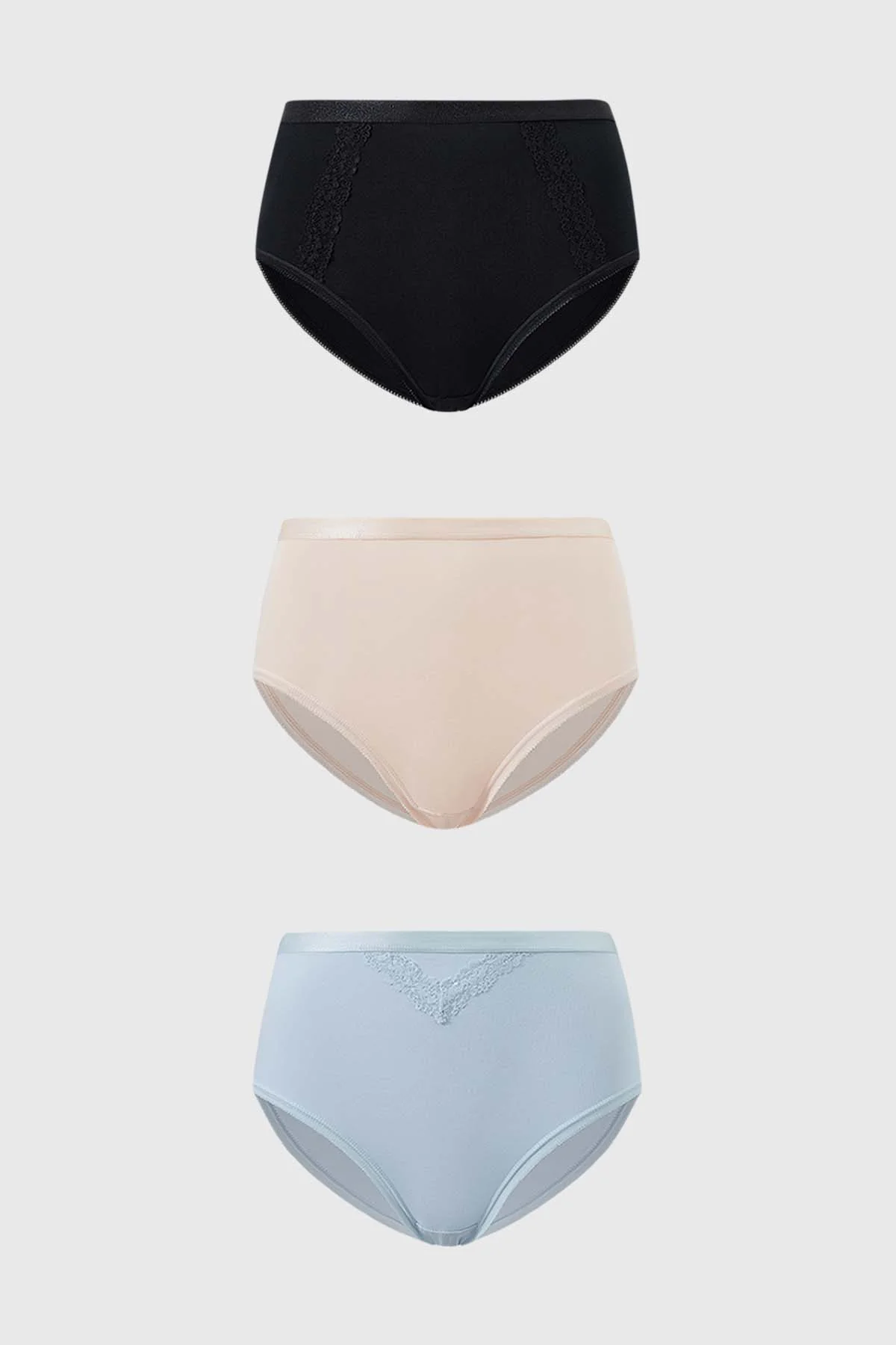 Calzón Mujer Tripack Tiro Alto Negro