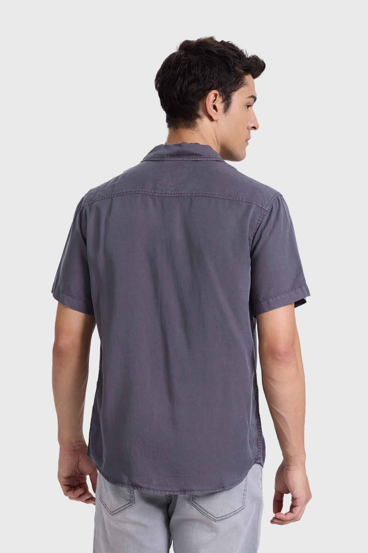 Camisa Hombre Con Bolsillo Gris - Image 3