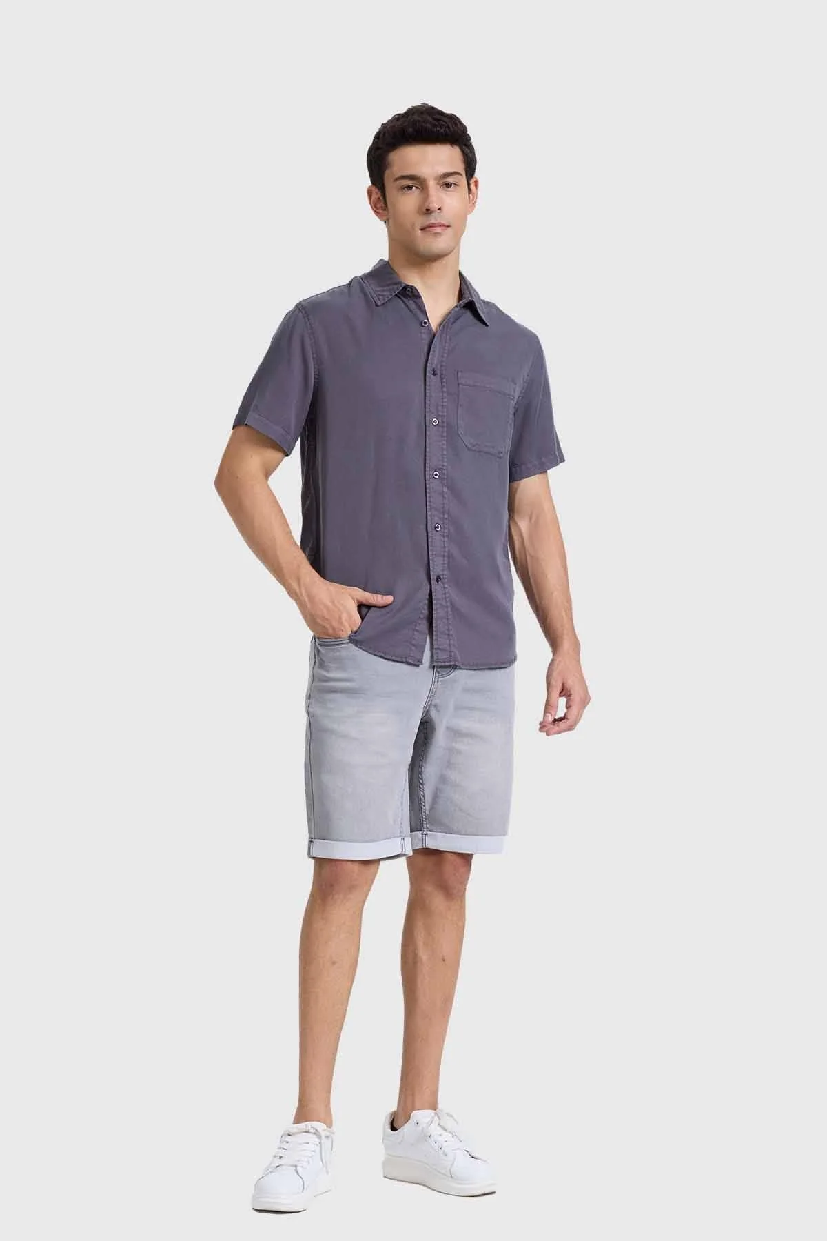 Camisa Hombre Con Bolsillo Gris - Image 4