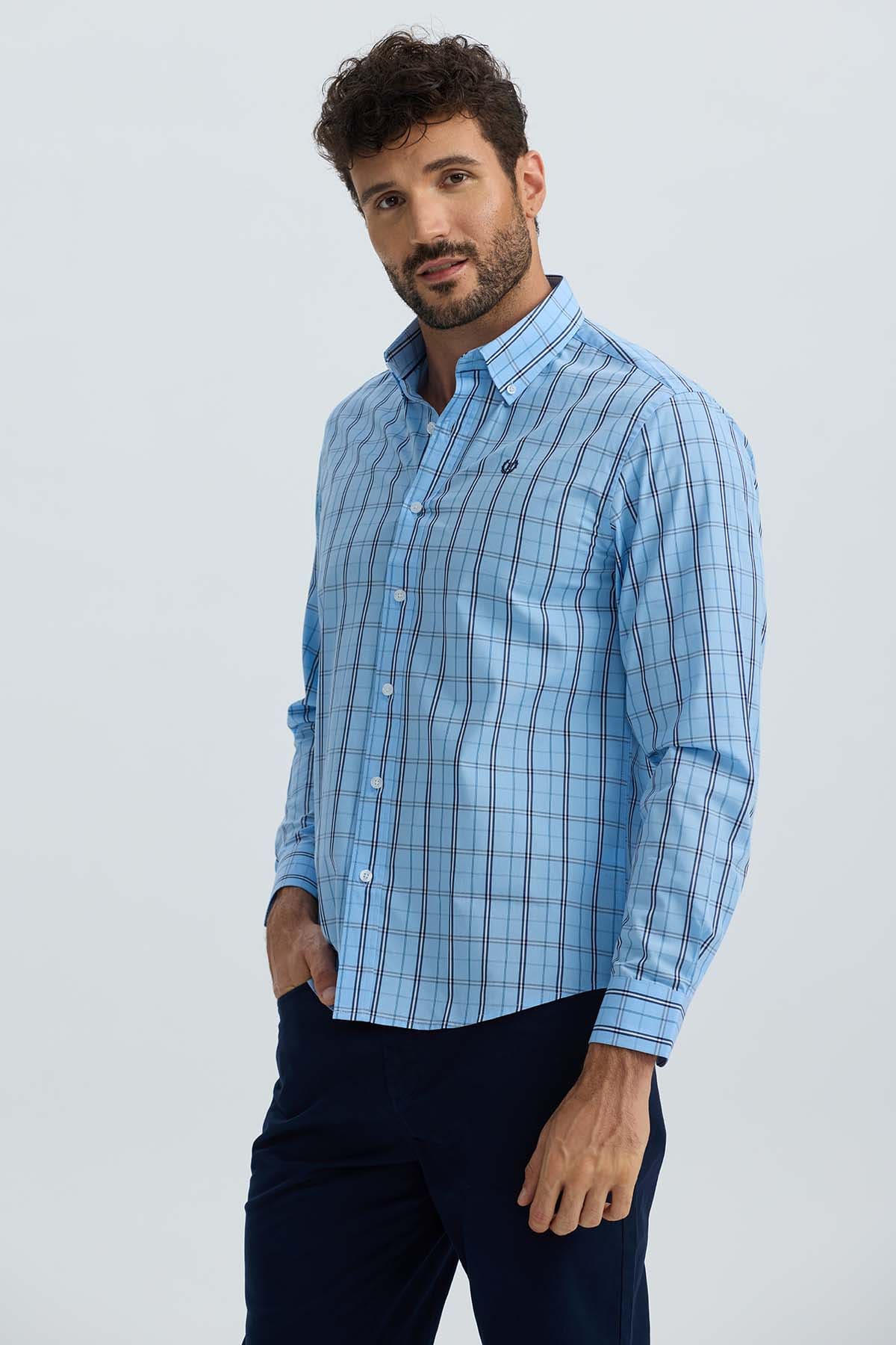 Camisa Hombre Cuadros Azul - Image 2