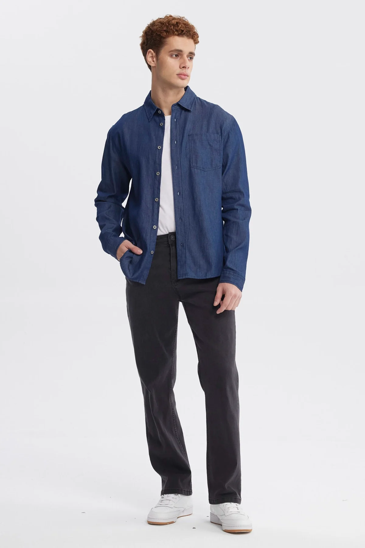 Camisa Hombre Cuello Camisero Azul - Image 4