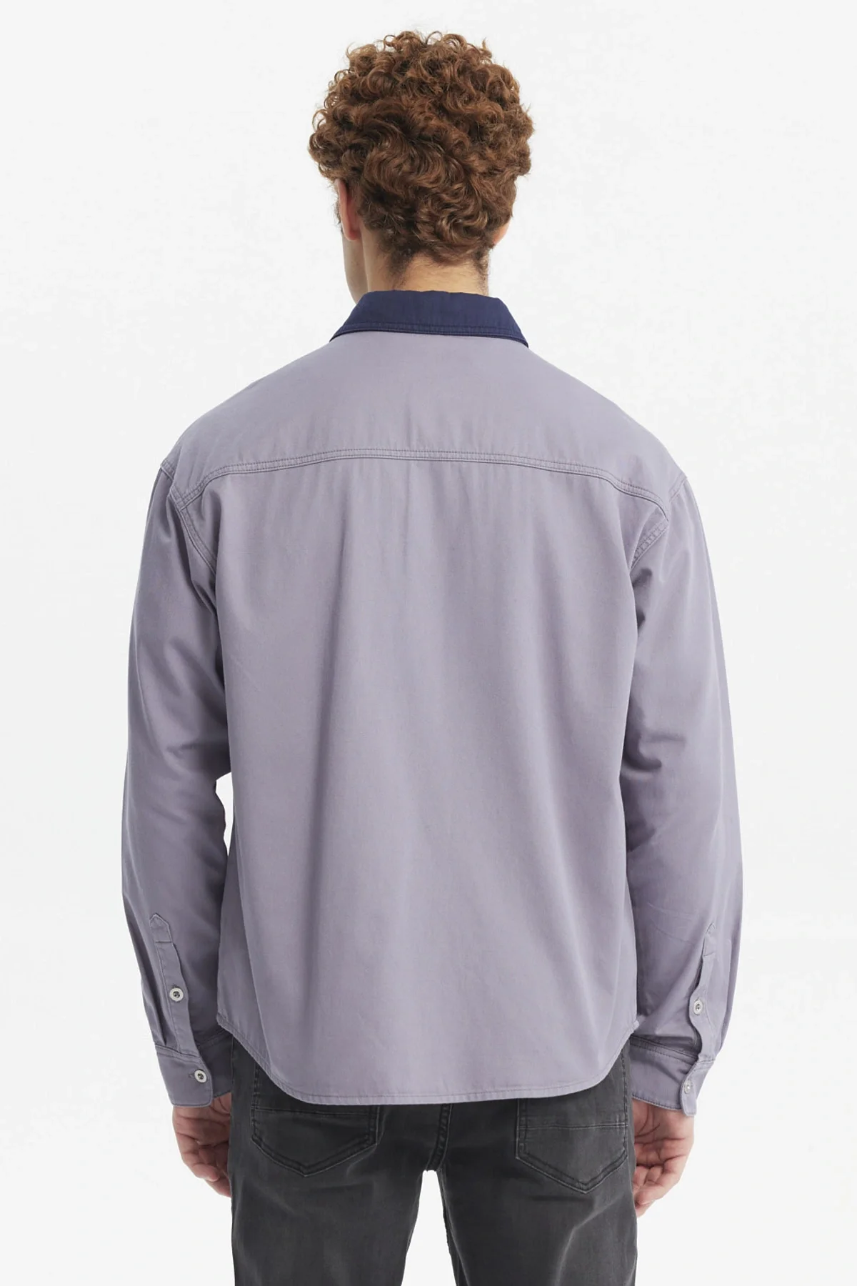 Camisa Hombre Cuello Contraste Azul - Image 3