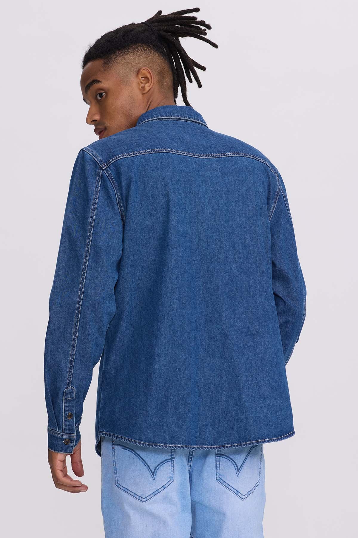 Camisa Hombre Denim Colores Azul - Image 3