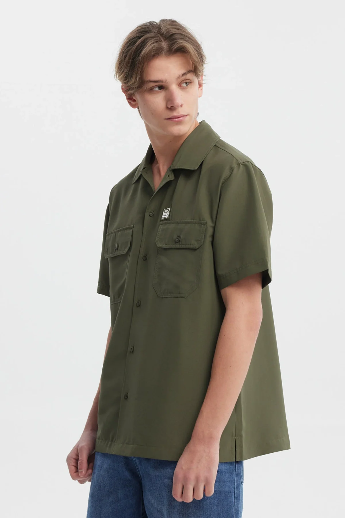 Camisa Hombre Doble Bolsillo Verde Militar - Image 2