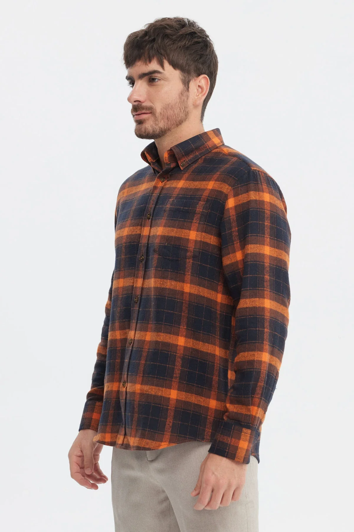 Camisa Hombre Franela Básica Naranjo - Image 2