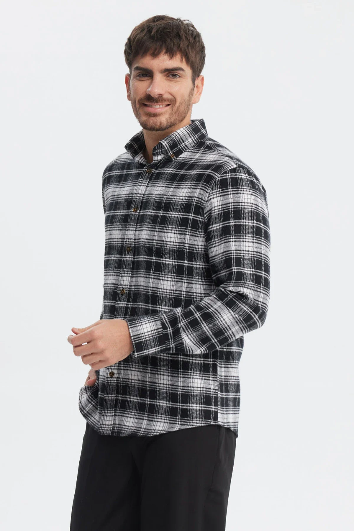 Camisa Hombre Franela Básica Negro - Image 2