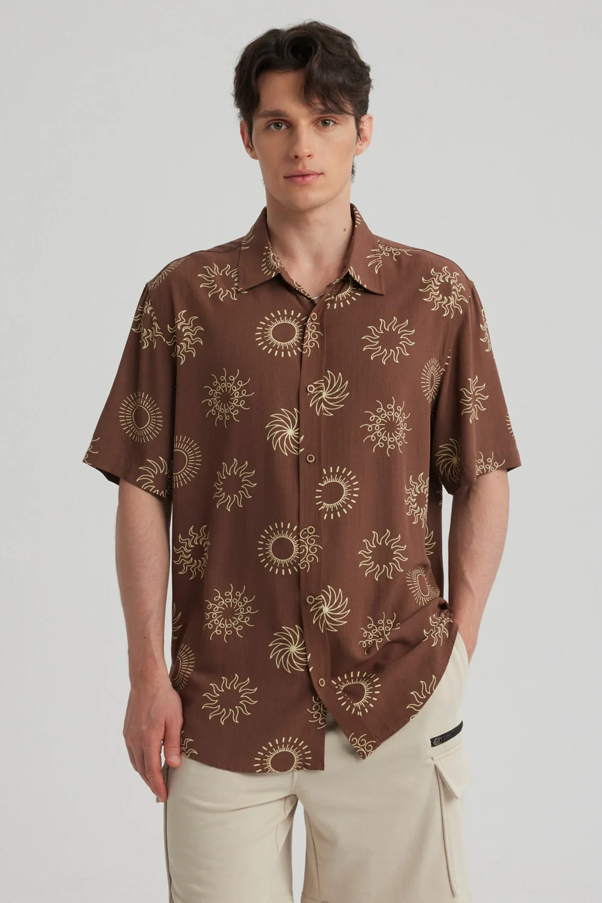 Camisa Hombre Full Print Chocolate