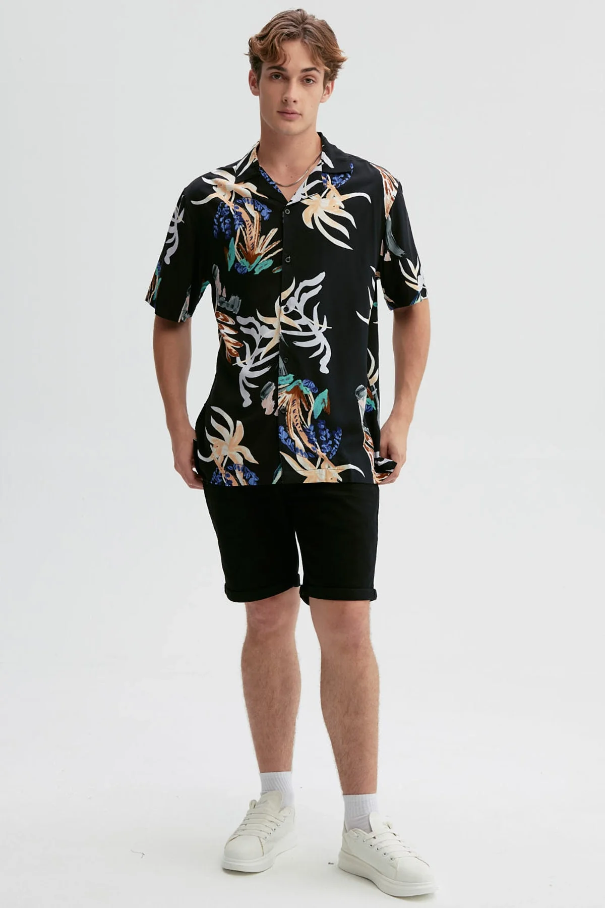 Camisa Hombre Full Print Negro - Image 4