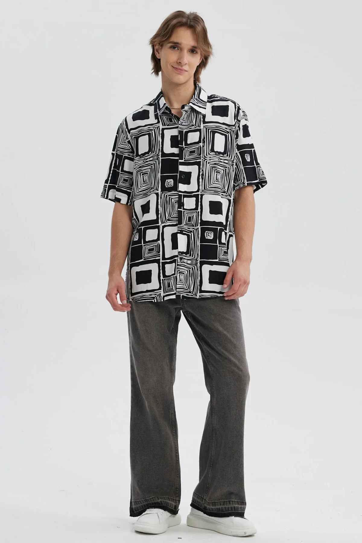 Camisa Hombre Full Print Negro - Image 4
