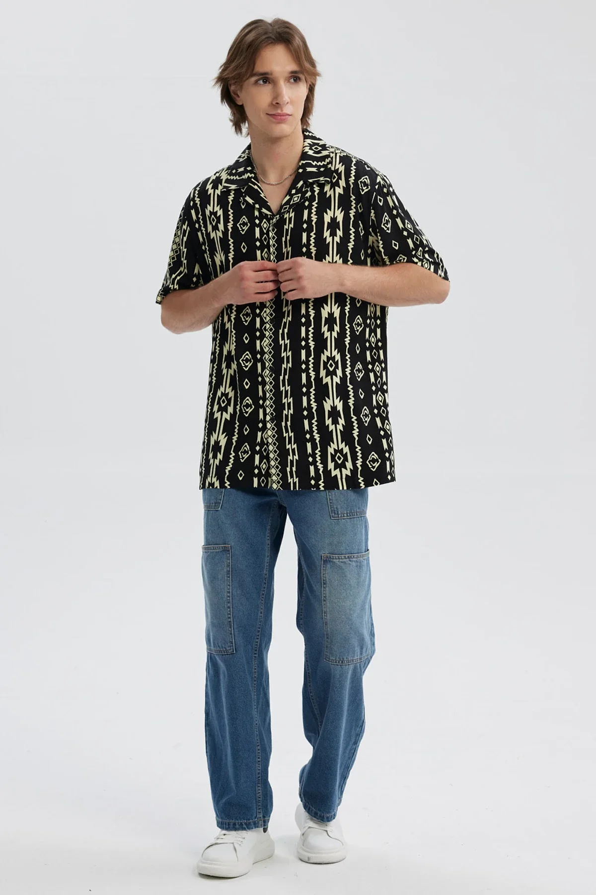 Camisa Hombre Full Print Negro - Image 4