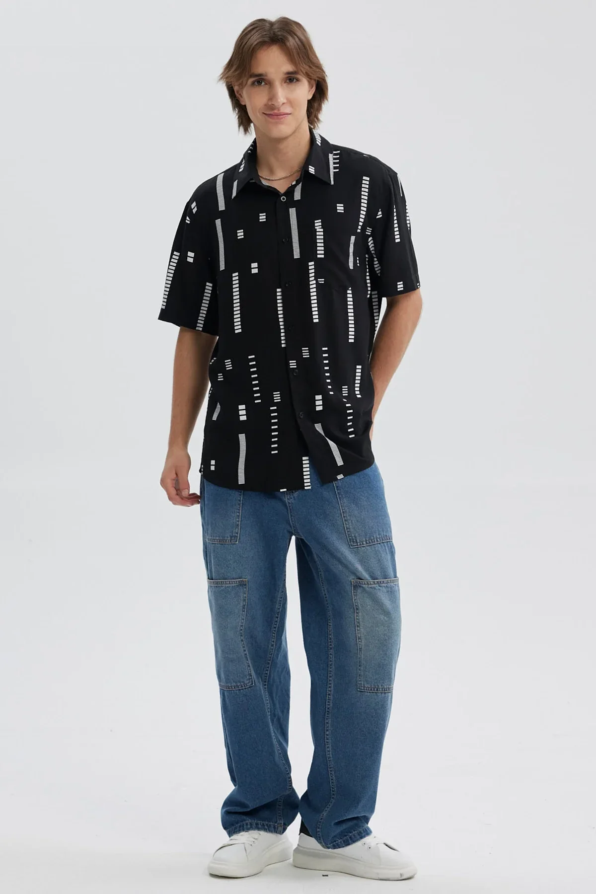 Camisa Hombre Full Print Negro - Image 4