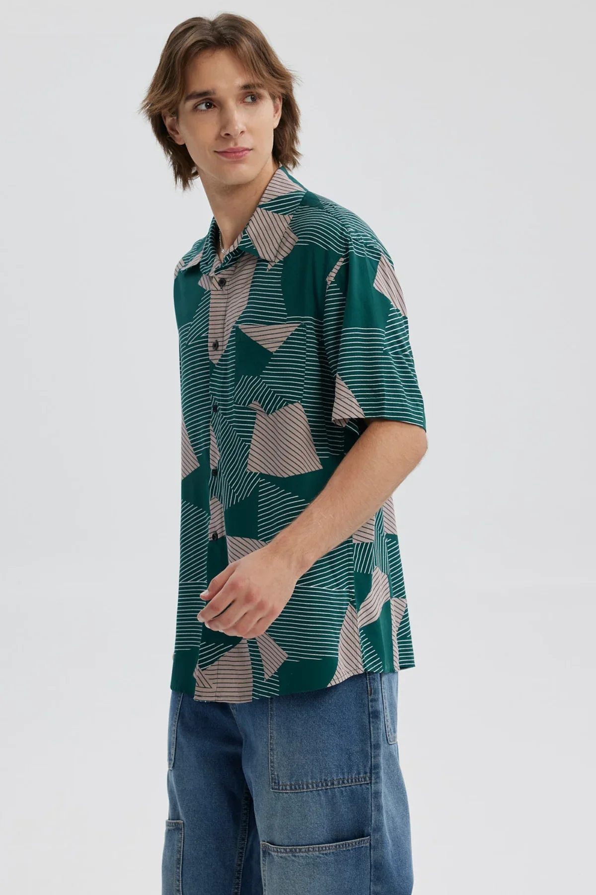 Camisa Hombre Full Print Verde - Image 2
