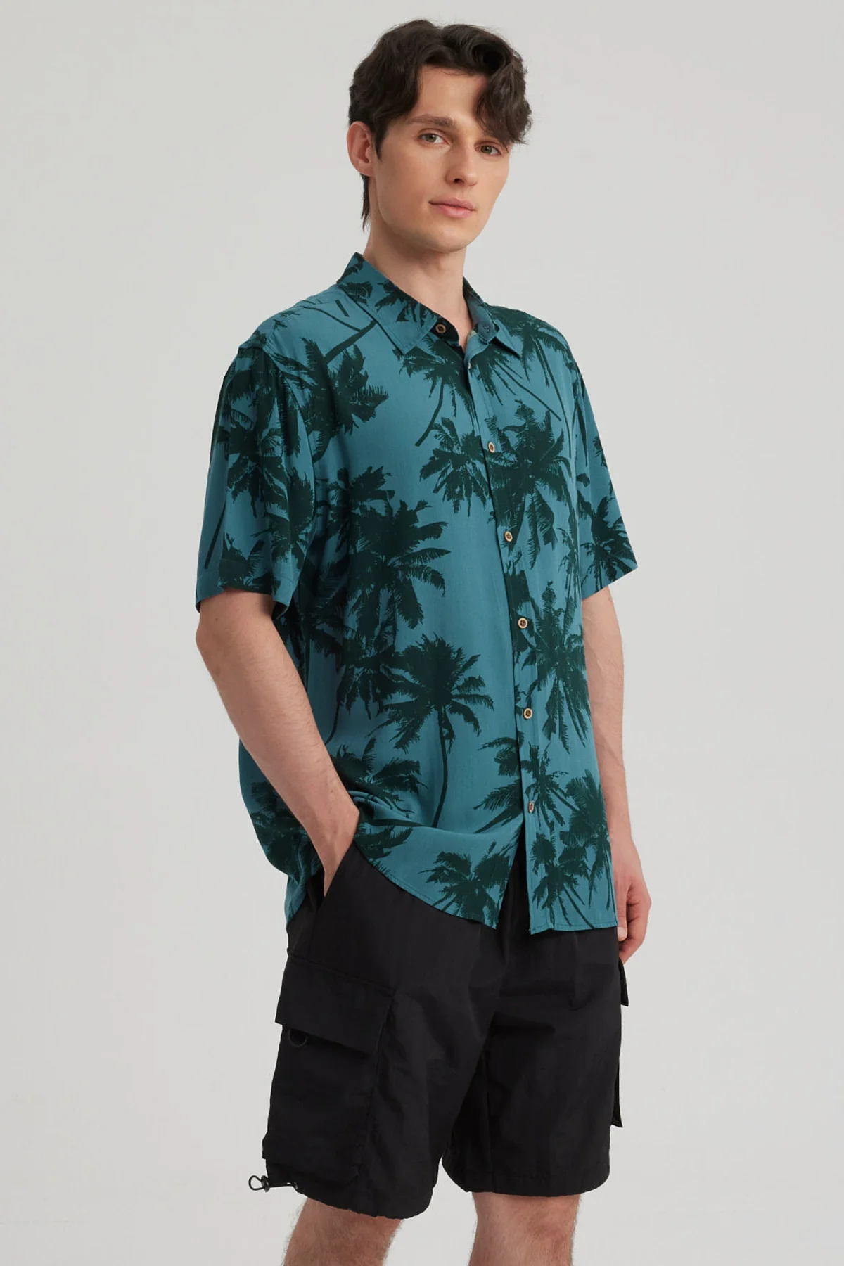 Camisa Hombre Full Print Verde Oscuro - Image 2