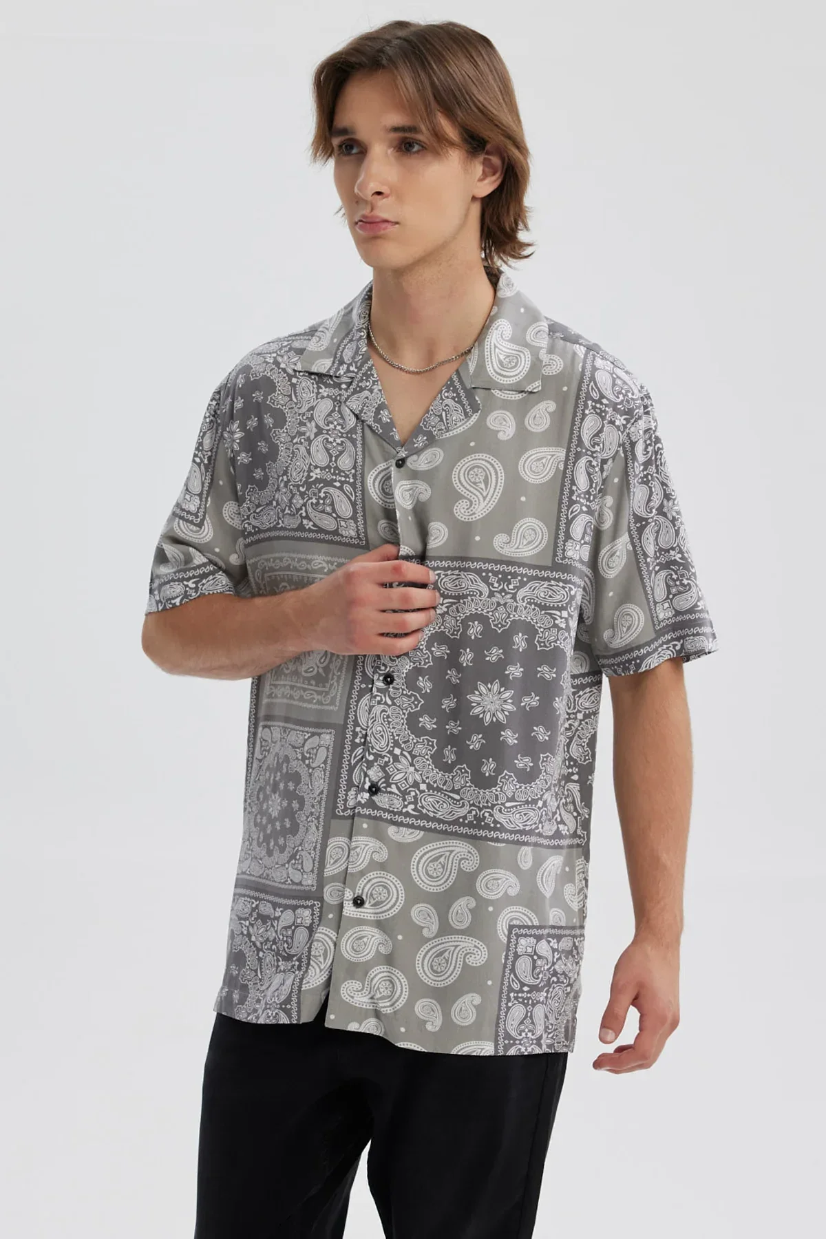 Camisa Hombre Full Rapport Banda Gris - Image 2