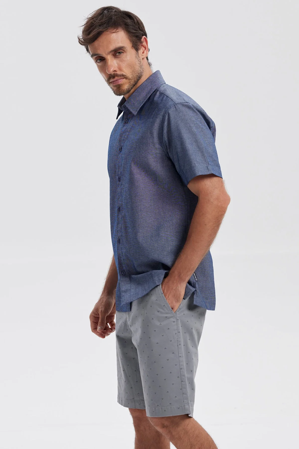 Camisa Hombre Lisa Azul Denim - Image 2