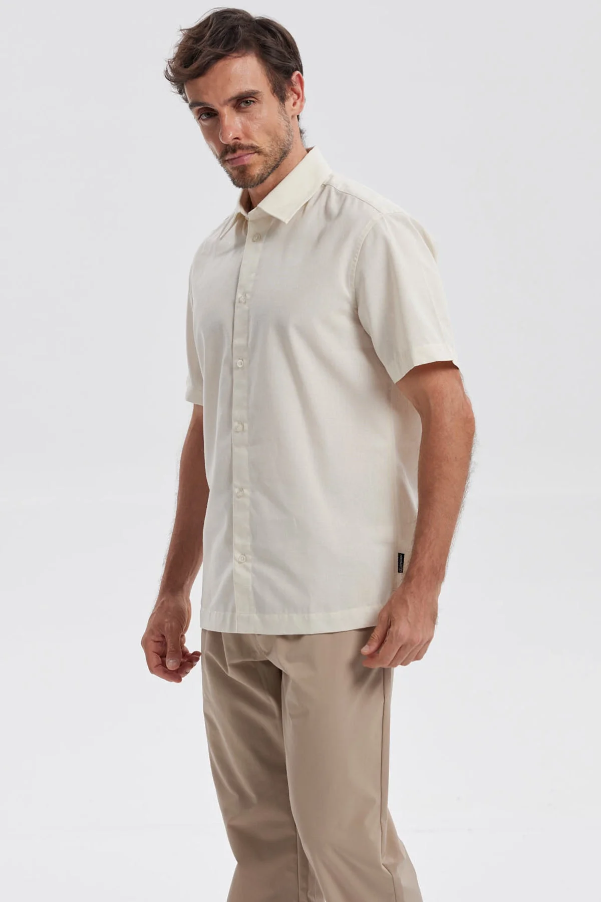 Camisa Hombre Lisa Beige - Image 2