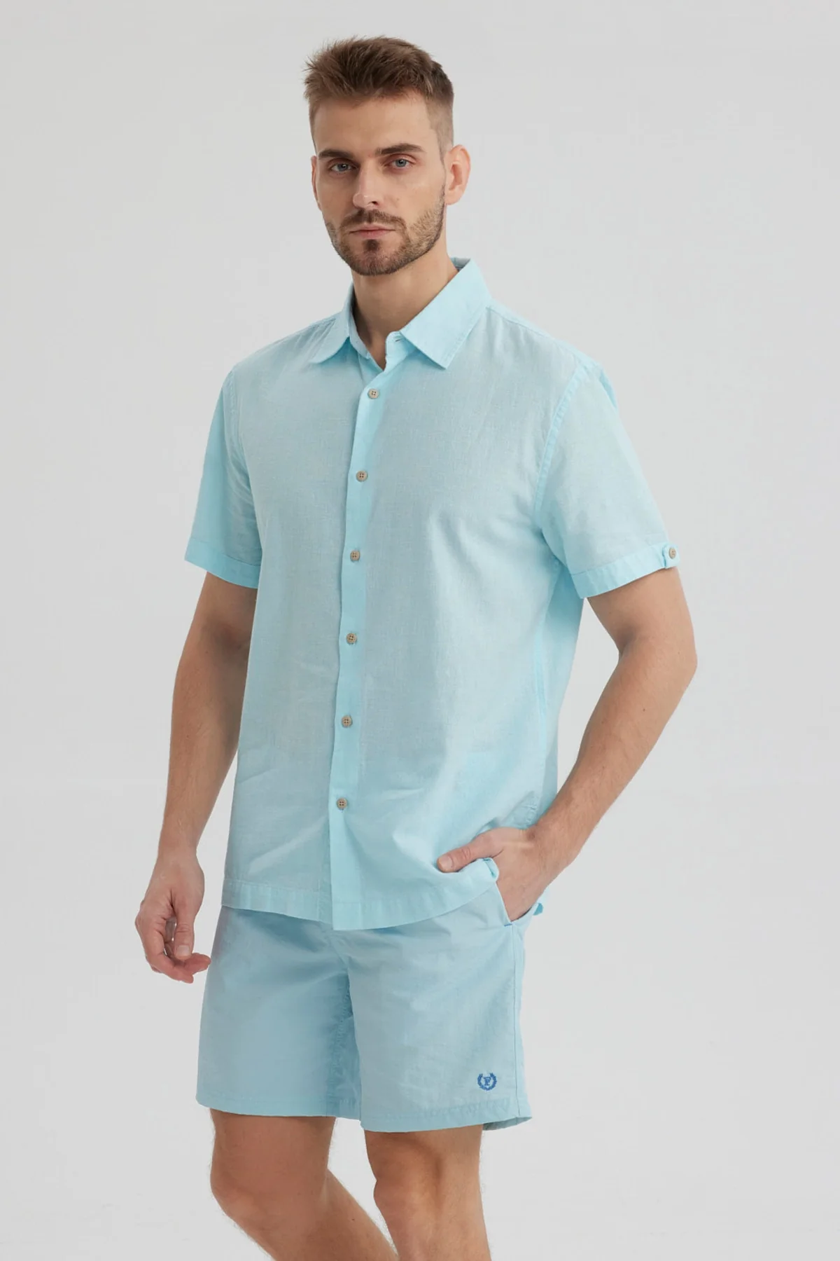 Camisa Hombre Lisa Celeste - Image 2