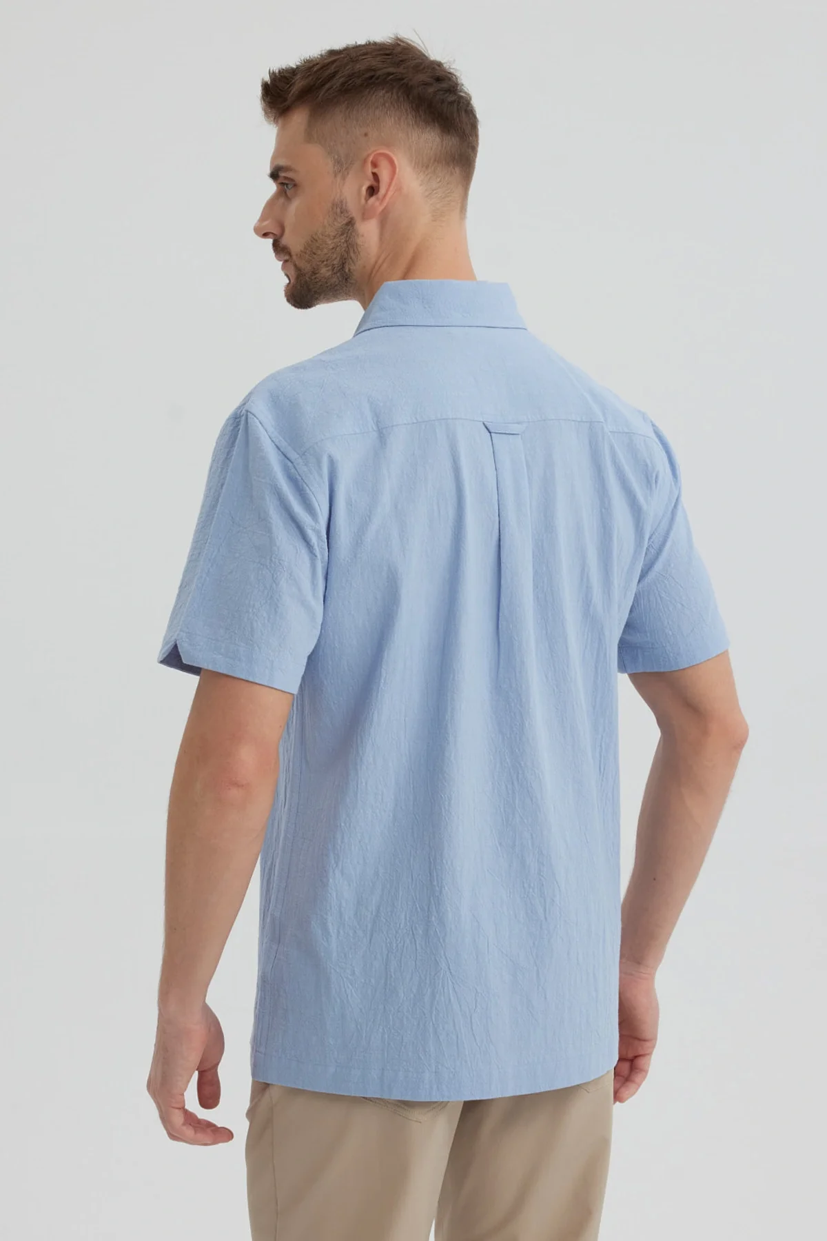 Camisa Hombre Lisa Celeste - Image 3