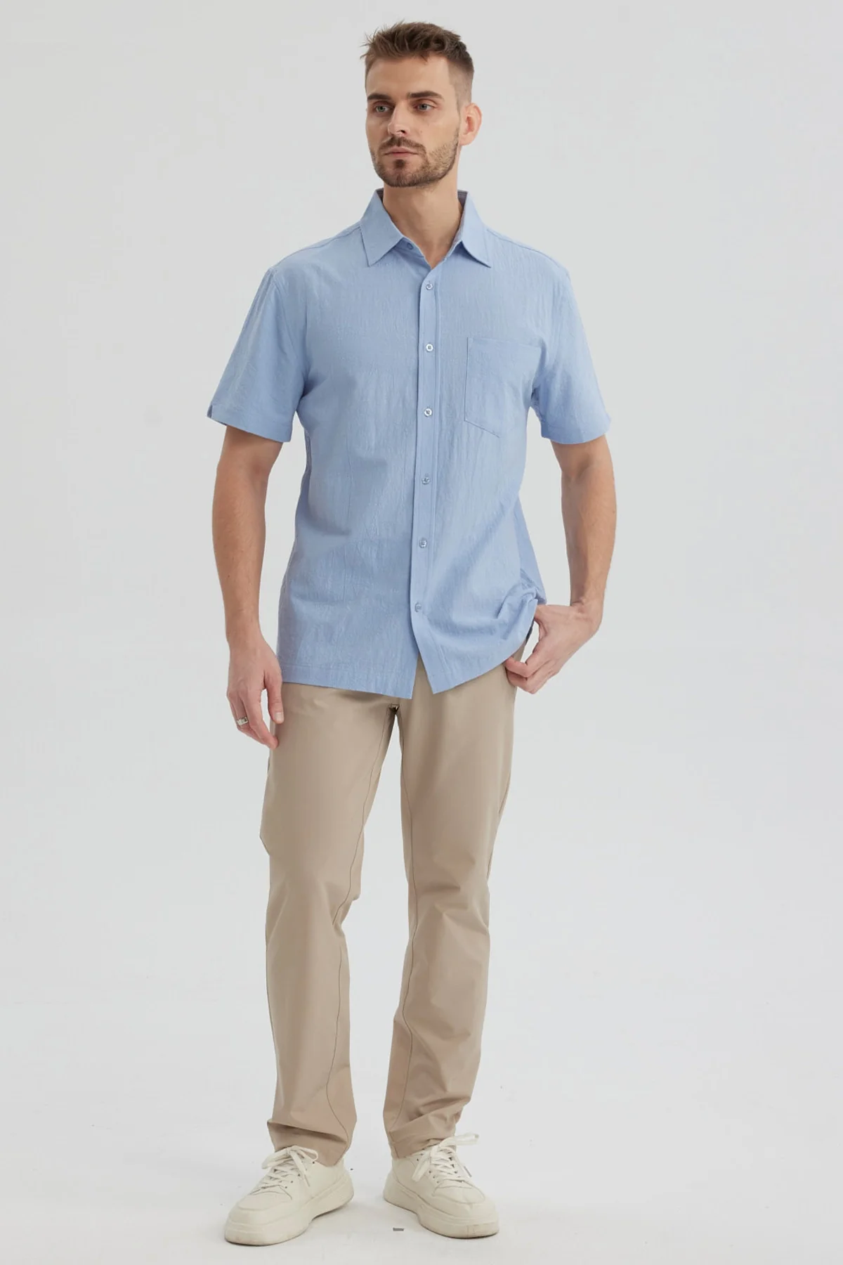 Camisa Hombre Lisa Celeste - Image 4