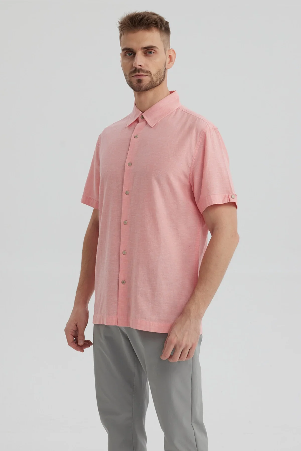 Camisa Hombre Lisa Rosado - Image 2