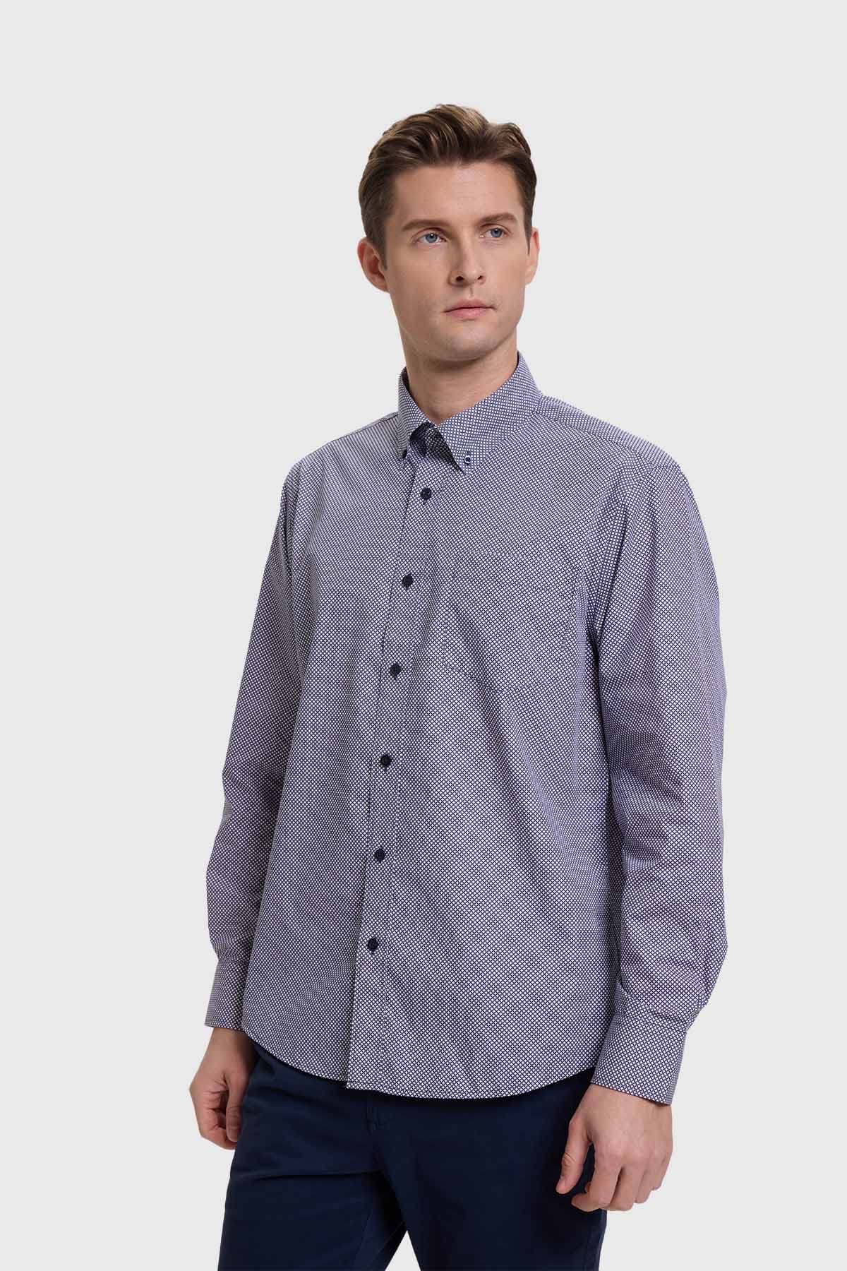 Camisa Hombre Mini Print Azul - Image 2