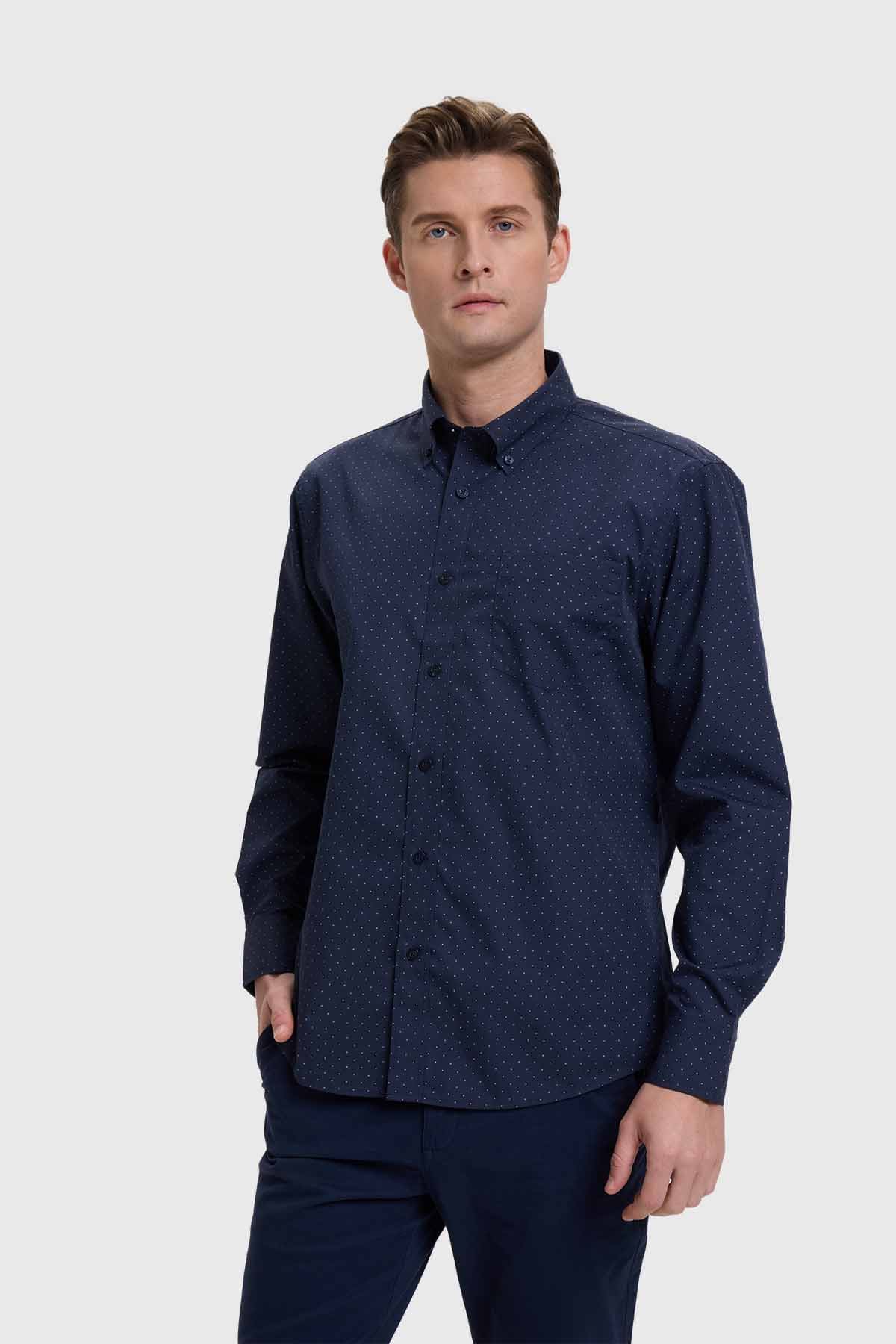 Camisa Hombre Mini Print Azul - Image 2