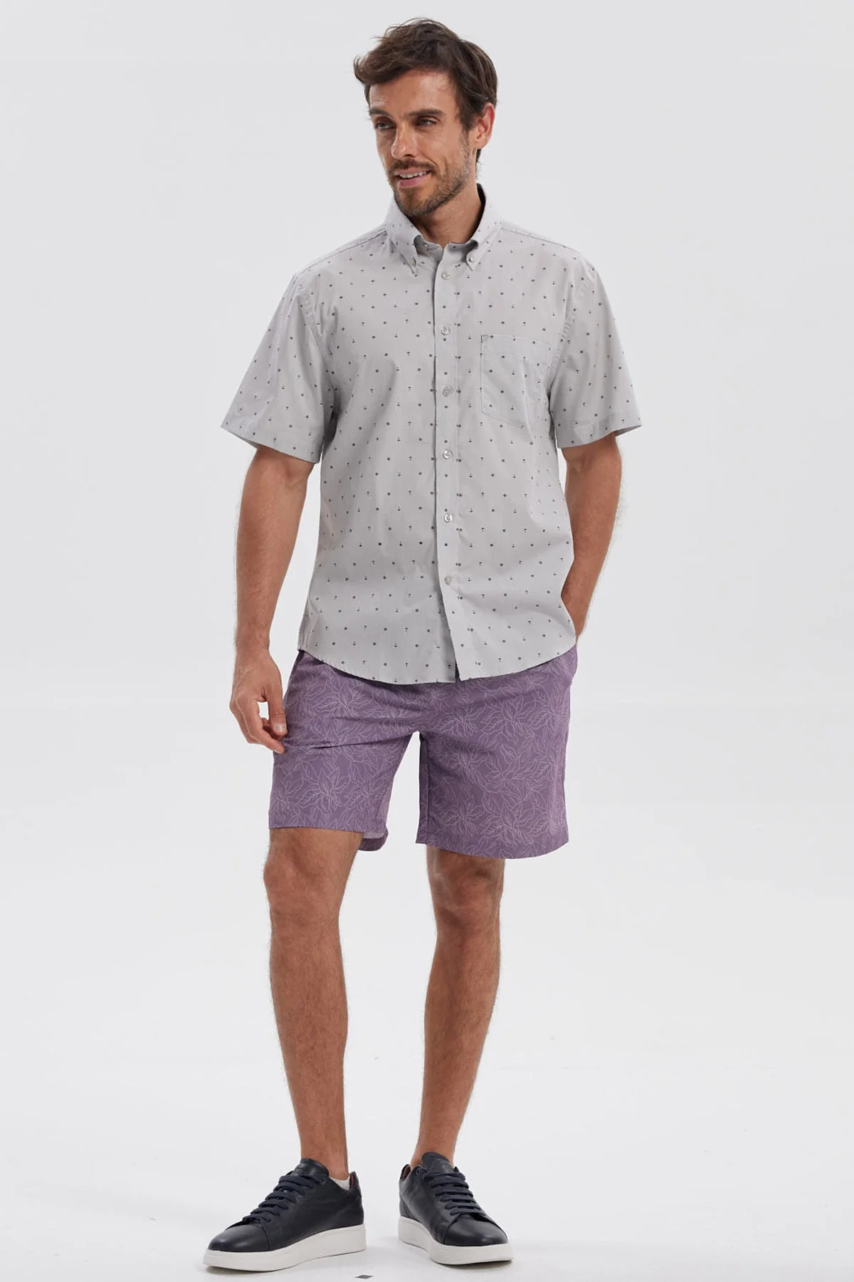 Camisa Hombre Mini Print Gris - Image 3
