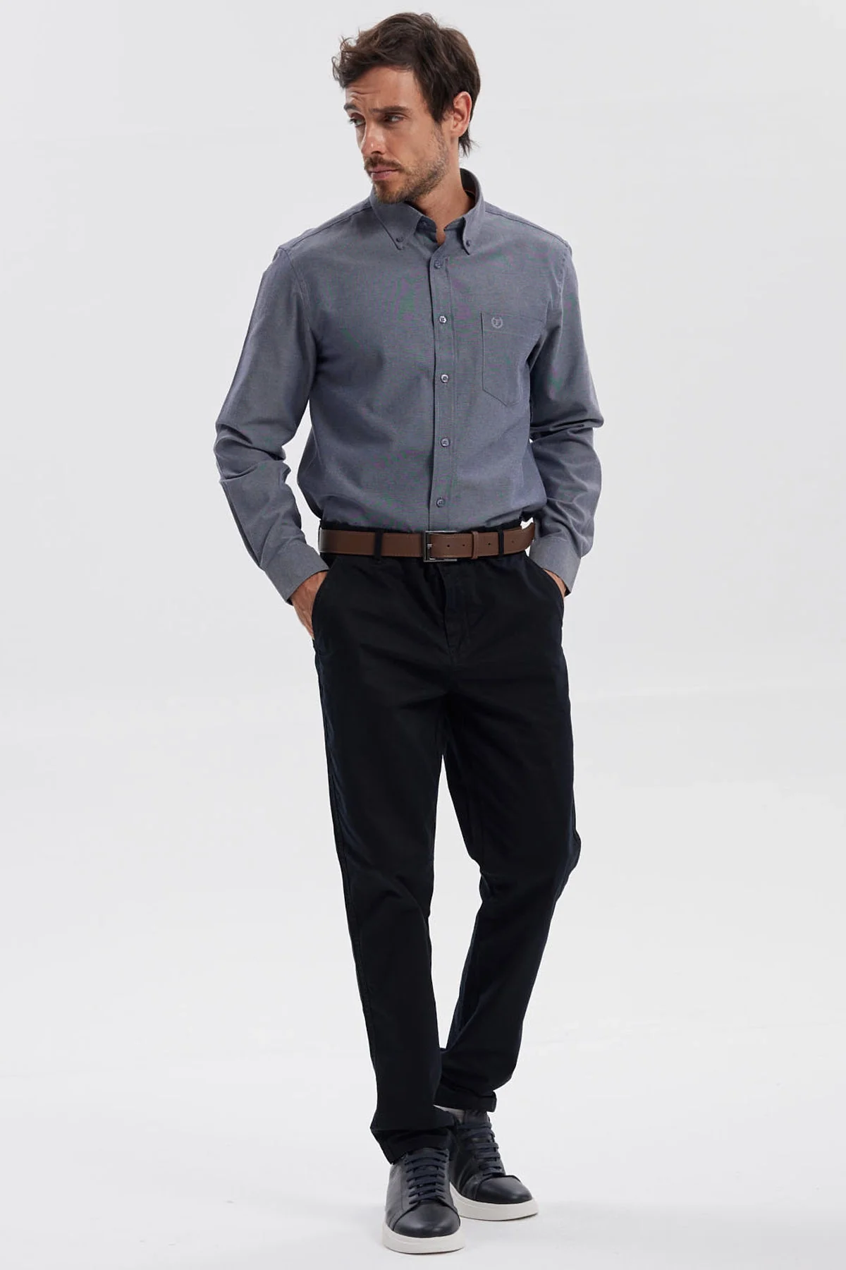 Camisa Hombre Oxford Azul - Image 4