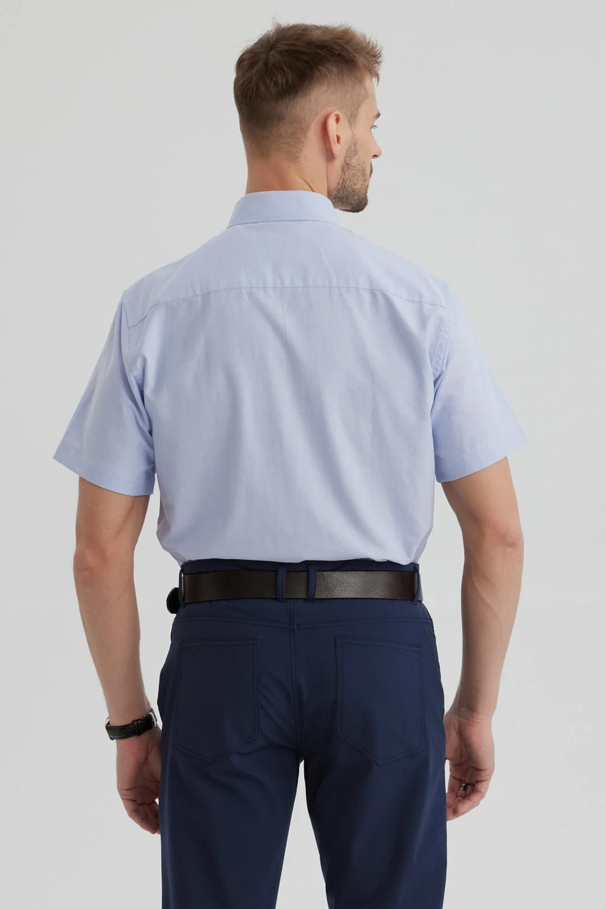 Camisa Hombre Oxford Con Logo Celeste - Image 3