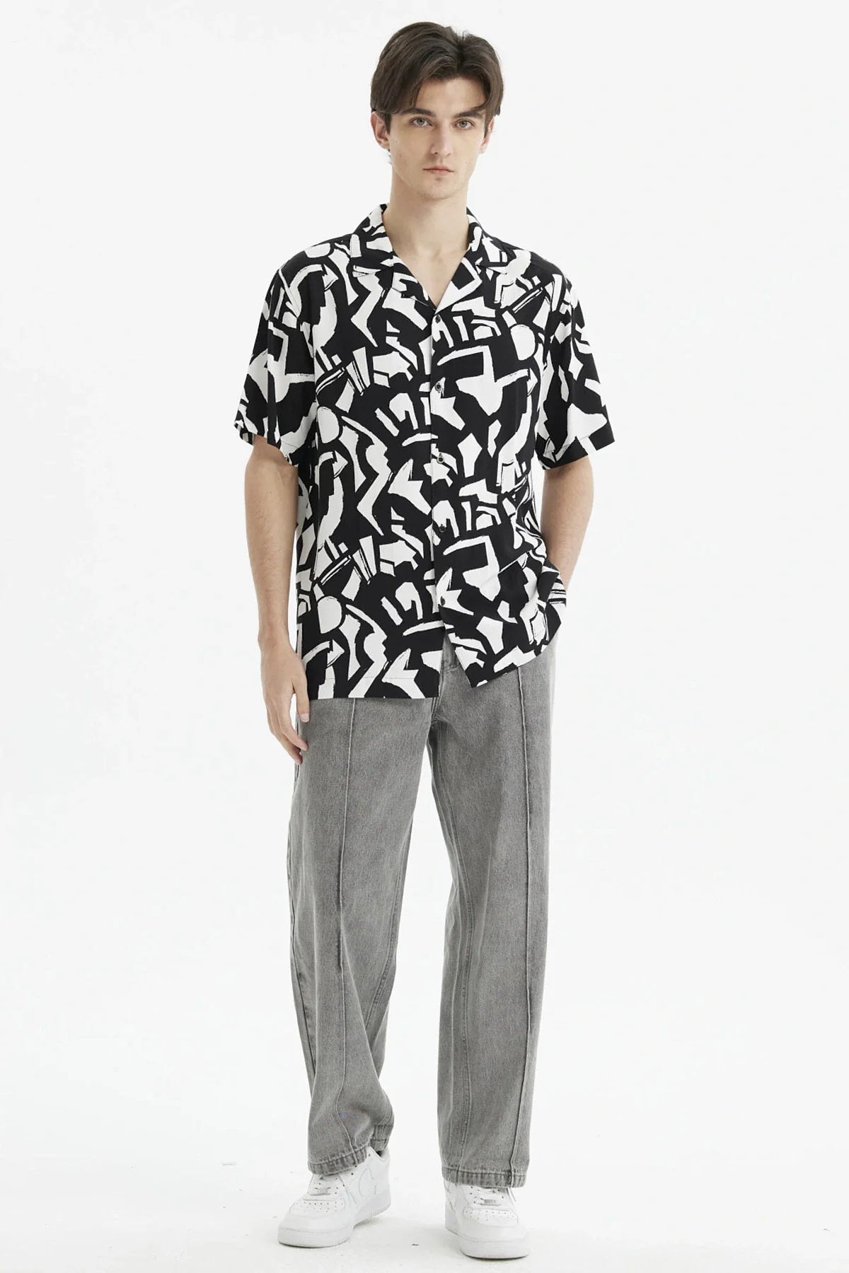 Camisa Hombre Rapport Geométrico Negro - Image 4