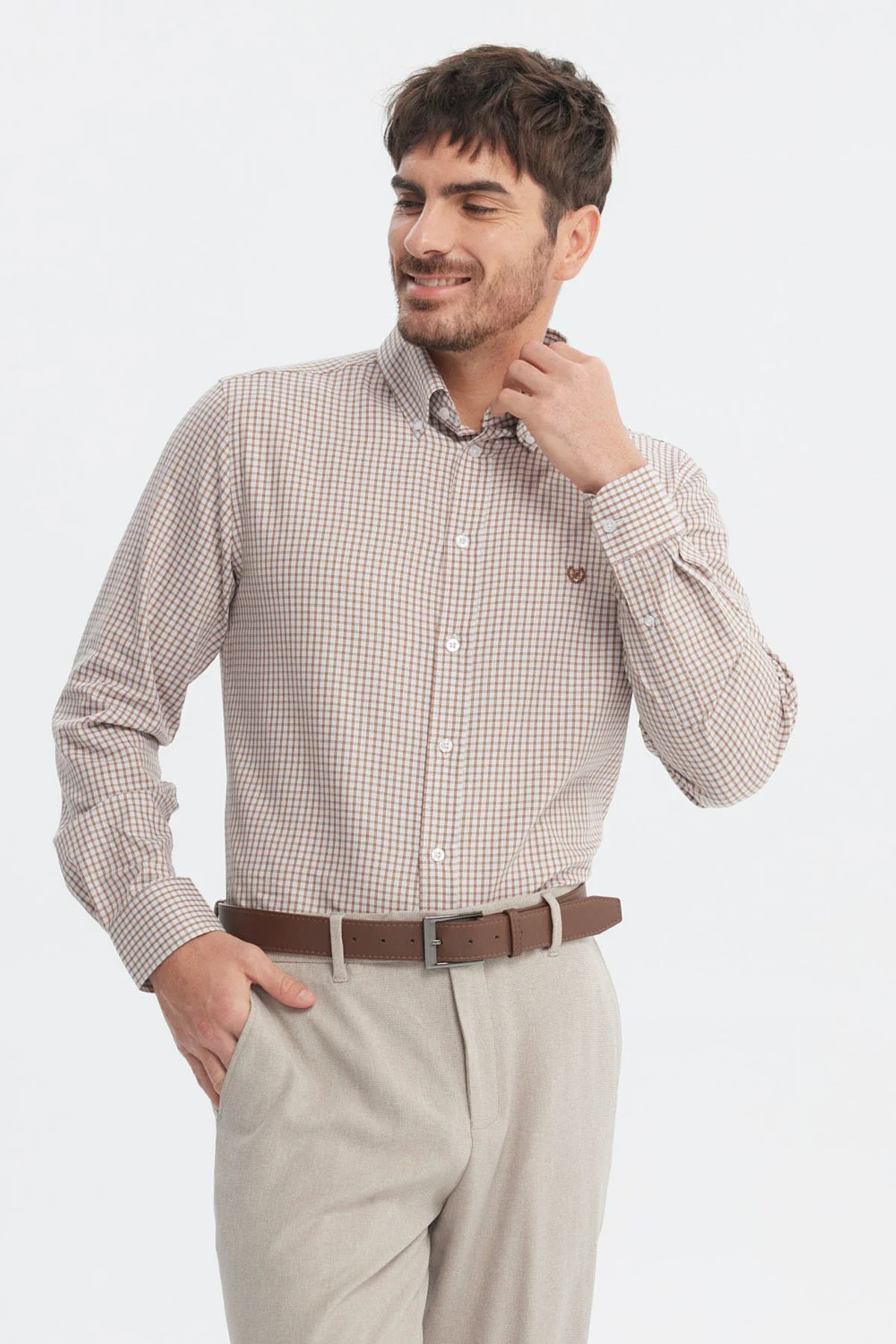Camisa Hombre Slim Beige