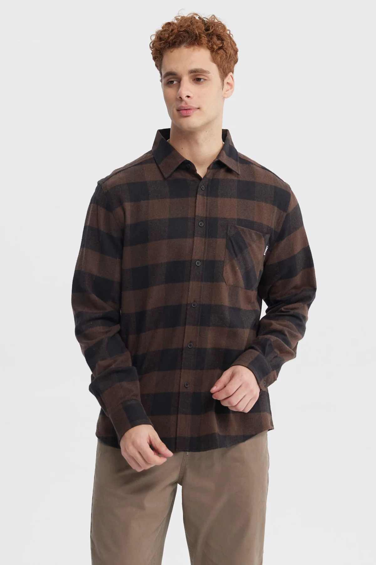 Camisa Hombre Slim Café