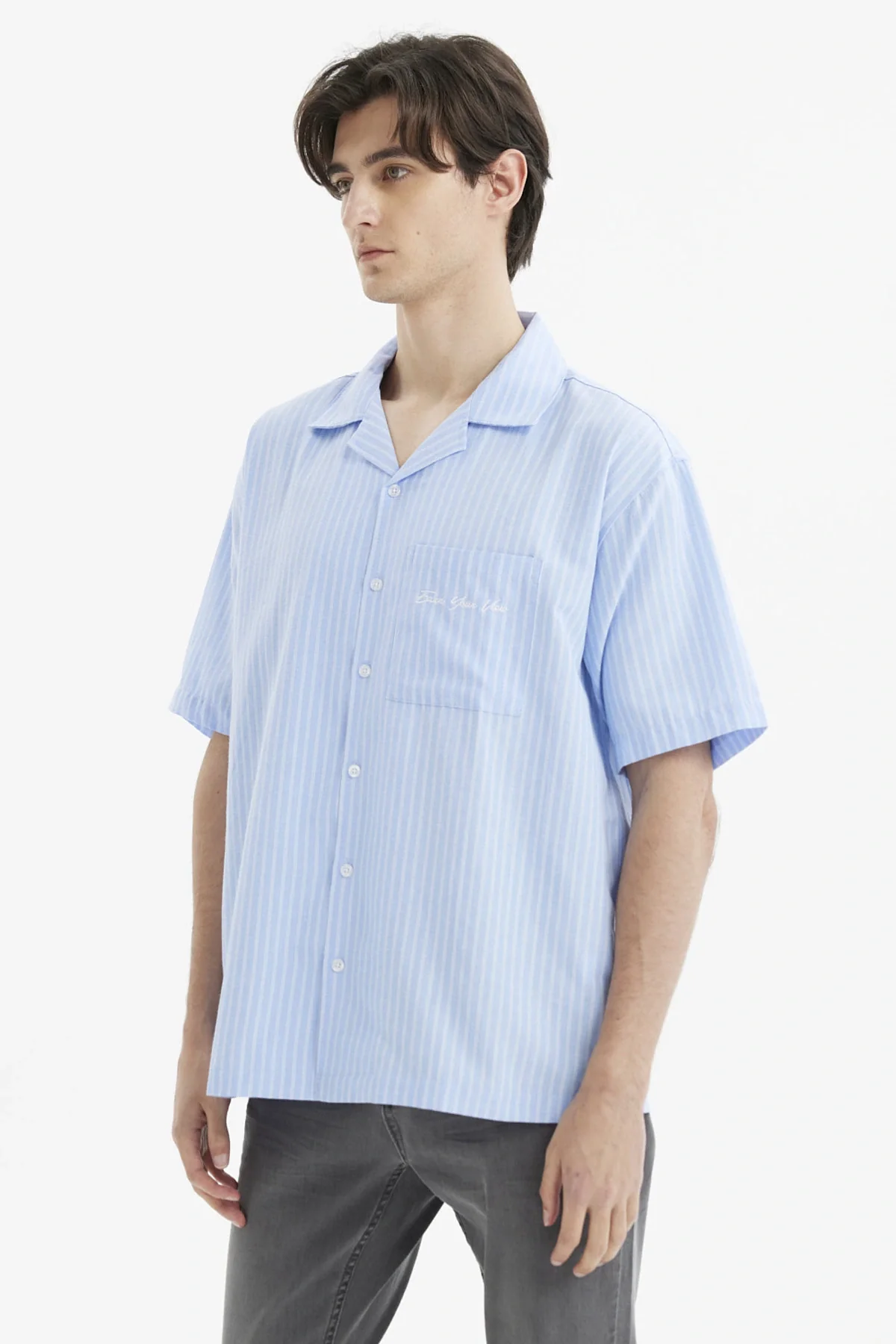 Camisa Hombre Slim Cuello Camisero Celeste - Image 2
