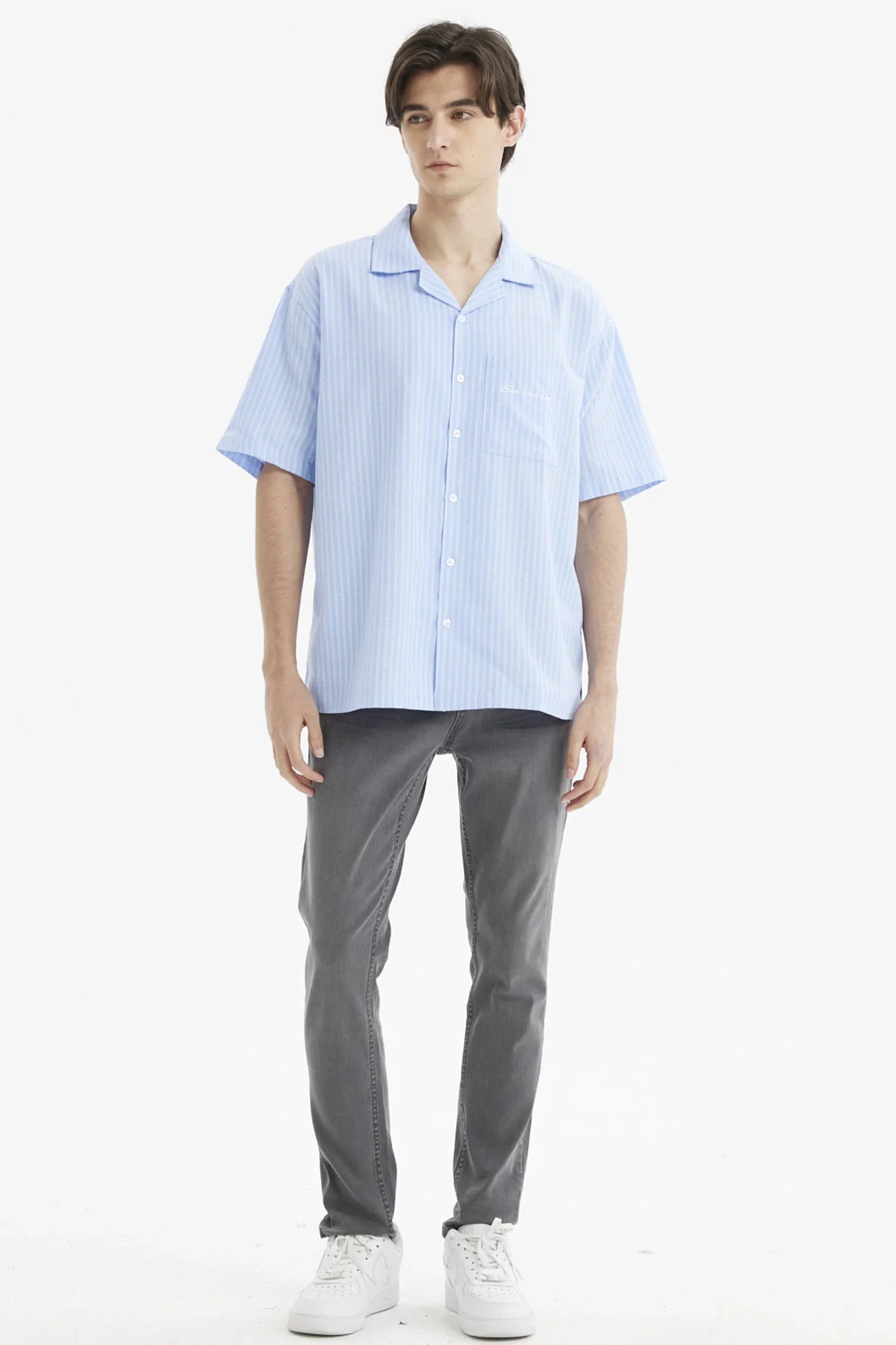 Camisa Hombre Slim Cuello Camisero Celeste - Image 4