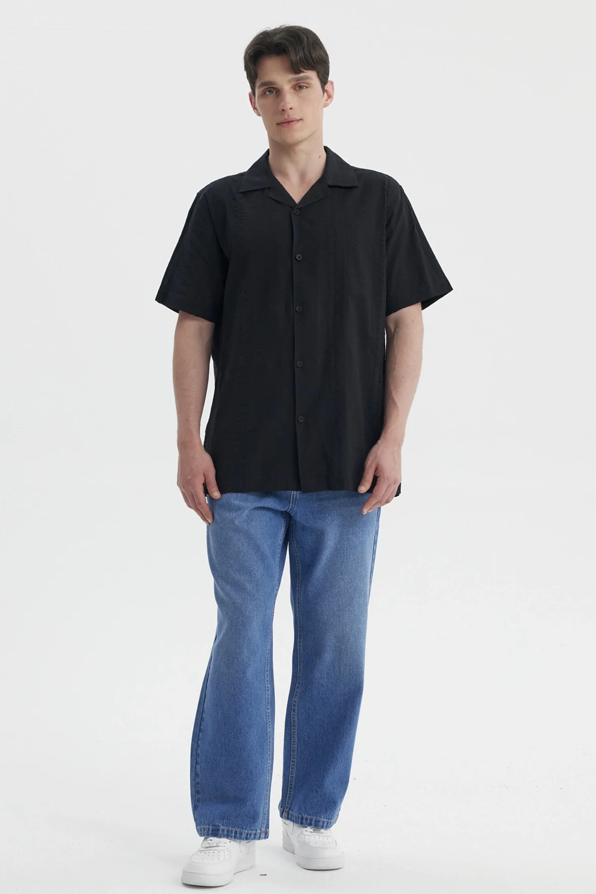 Camisa Hombre Slim Cuello Camisero Negro - Image 4