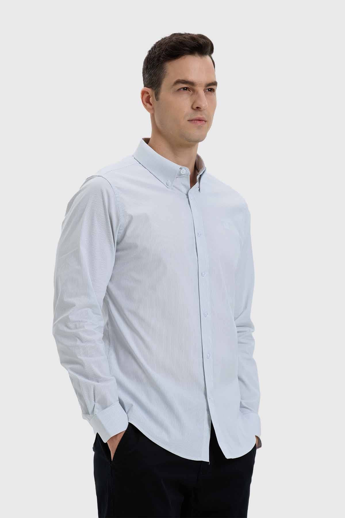Camisa Hombre Slim Fit Rayas Verde - Image 2