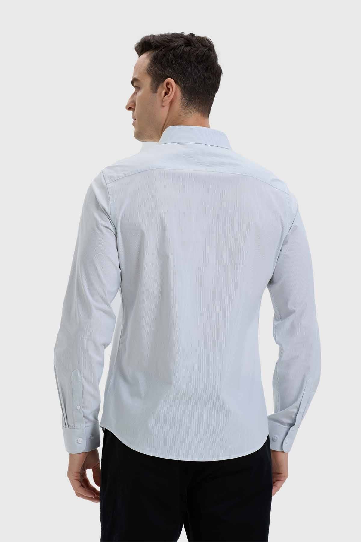 Camisa Hombre Slim Fit Rayas Verde - Image 3
