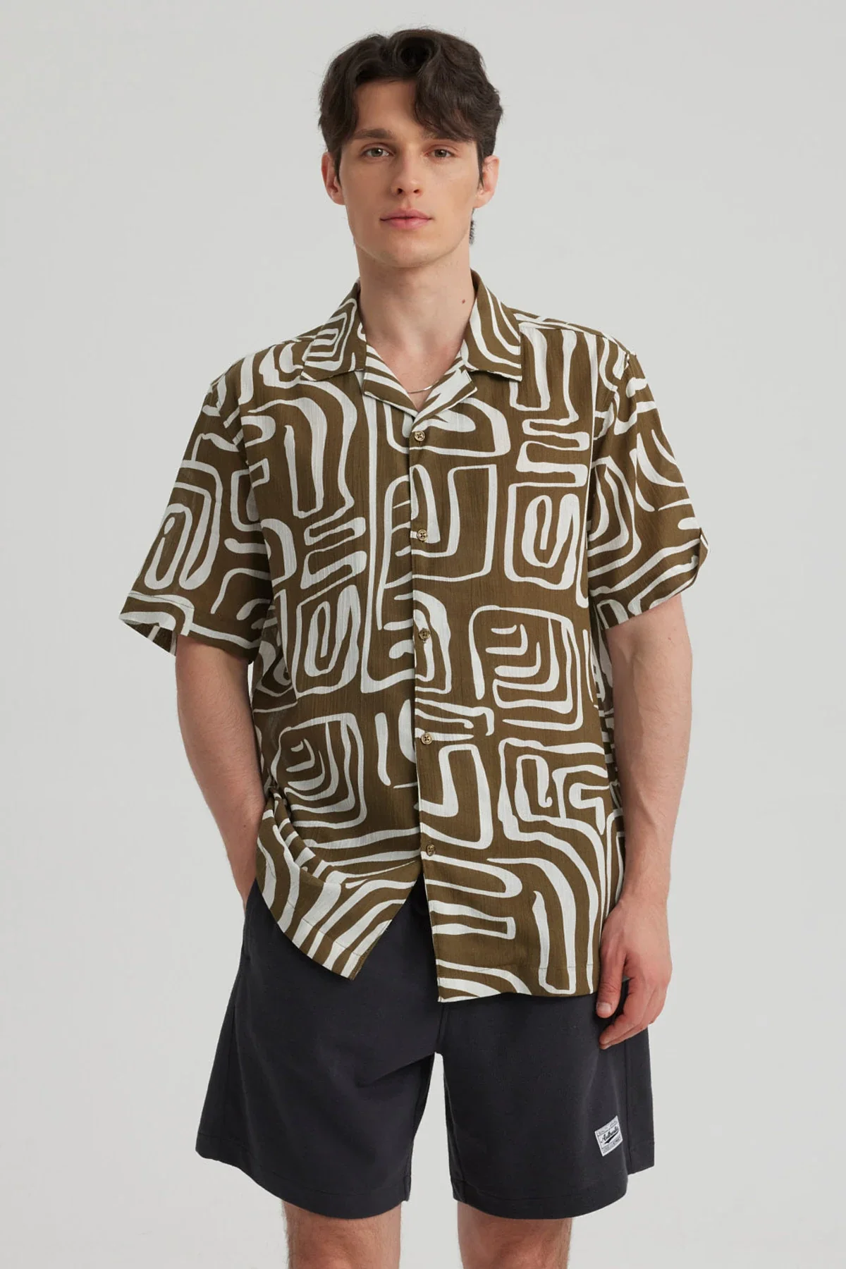 Camisa Hombre Textura Chocolate