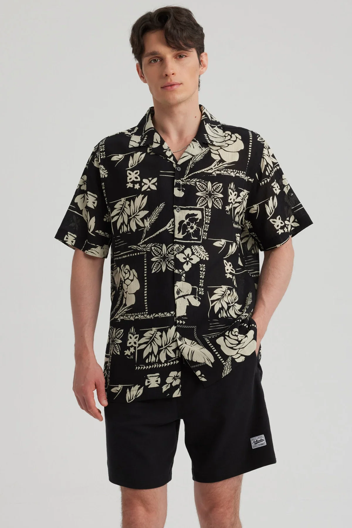 Camisa Hombre Textura Negro