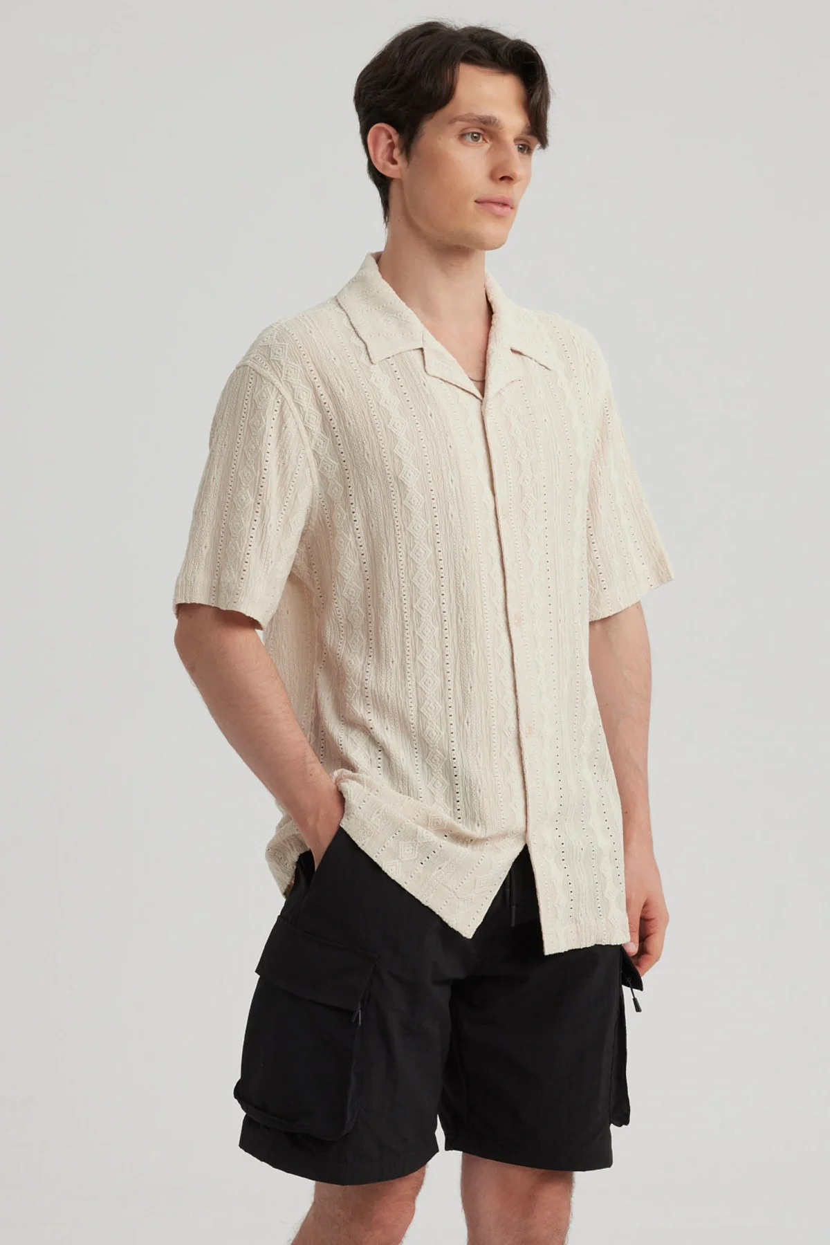 Camisa Hombre Transparente Beige - Image 2