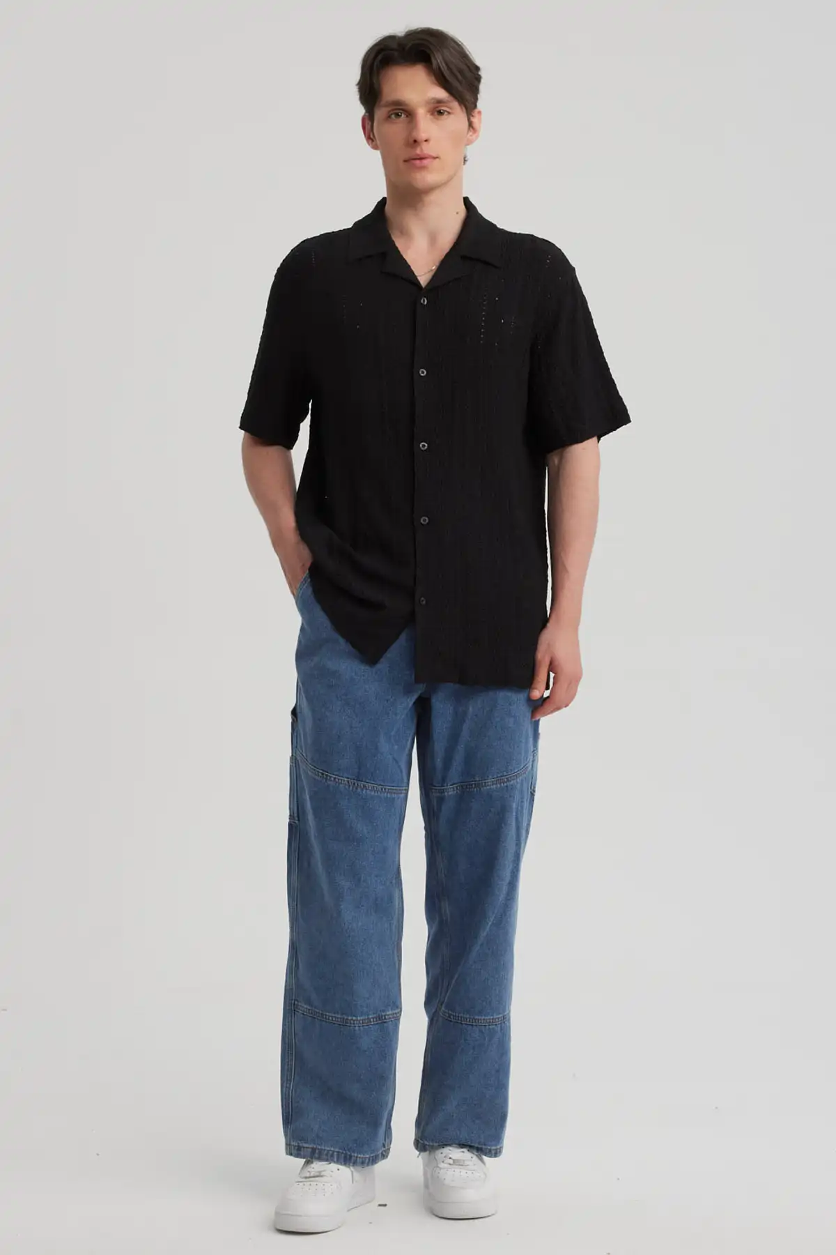Camisa Hombre Transparente Negro