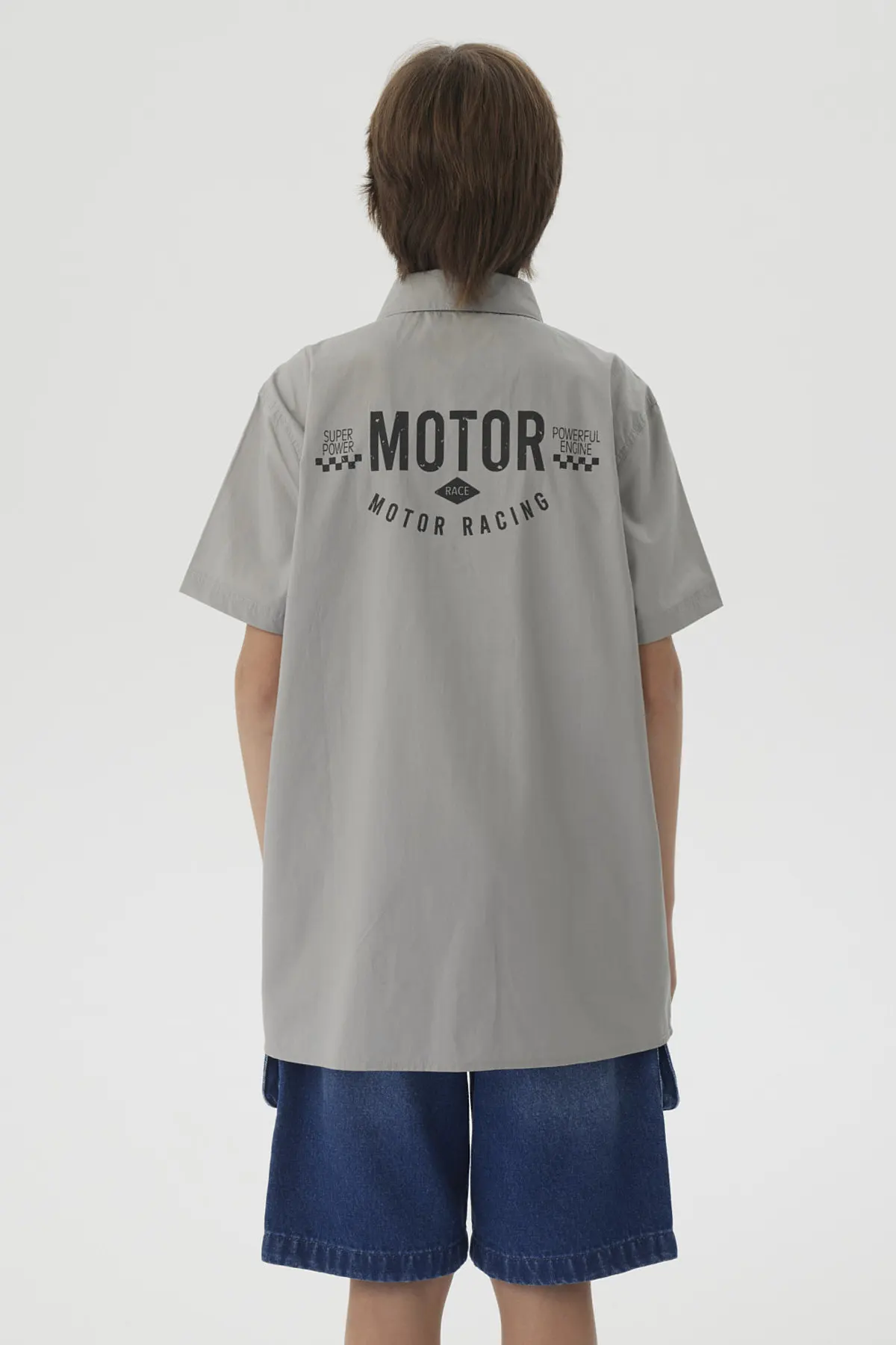 Camisa Niño Print Popelina Gris - Image 3