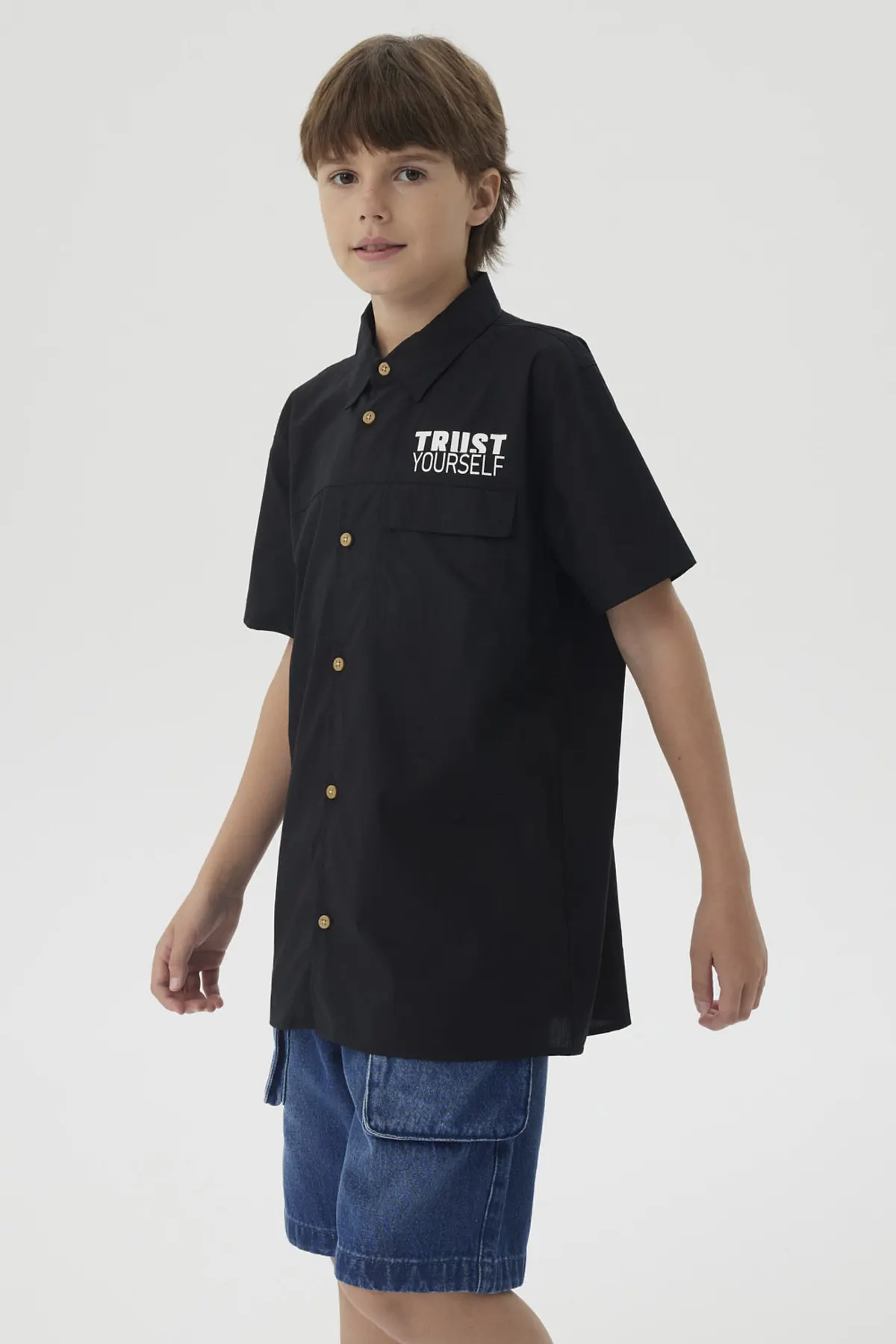 Camisa Niño Print Popelina Negro - Image 3