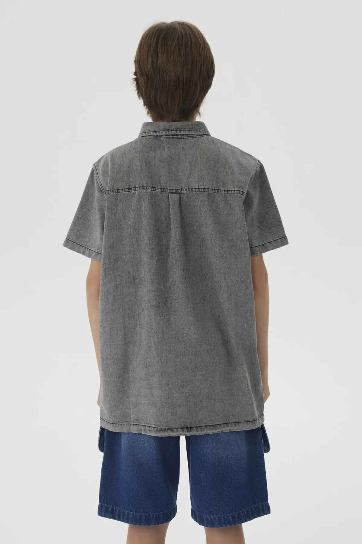 Camisa Niño Teen Denim Gris - Image 3
