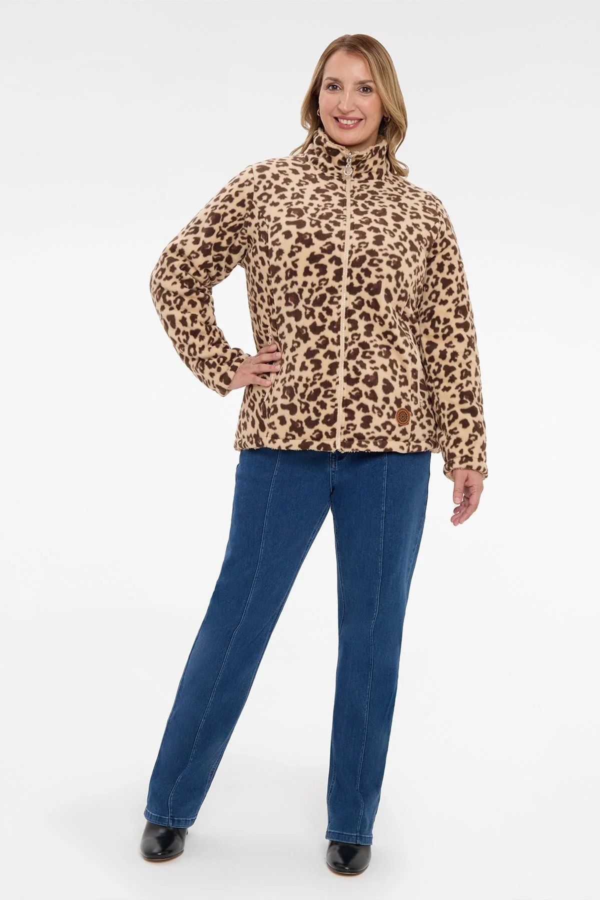 Chaqueta Mujer Animal Print Reversible Beige - Image 4