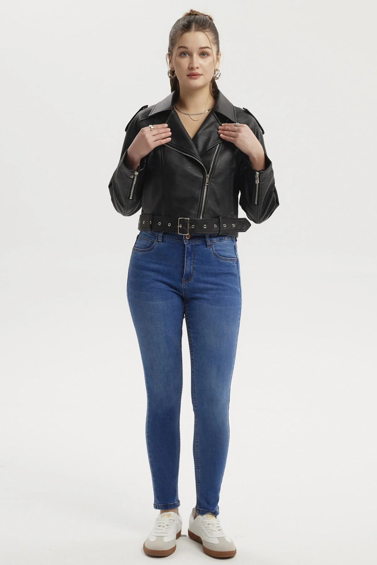 Chaqueta Mujer Biker Negro - Image 4